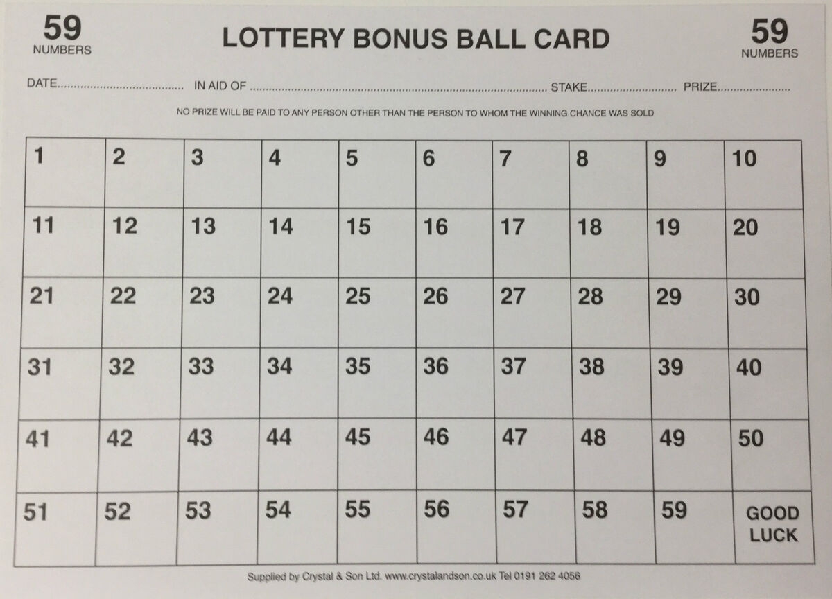 1 59 BONUS BALL CARD LOTTERY BONUS BALL CARD FUNDRAISING CARD A4 1 59 BONUS BALL CARD LOTTERY BONUS BALL CARD FUNDRAISING CARD A4