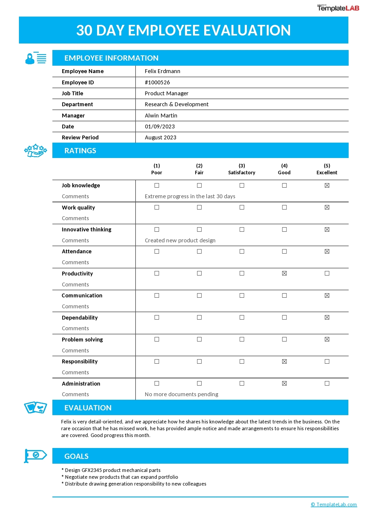 Free Printable Employee Evaluation Template
