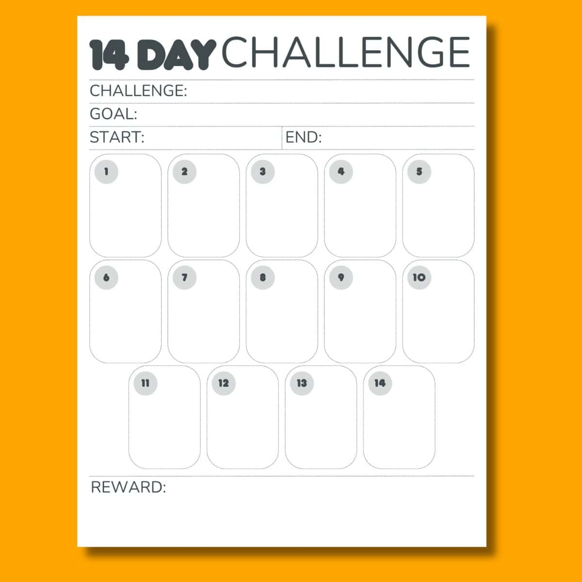 14 Day Challenge Calendar Free Printable Tracker