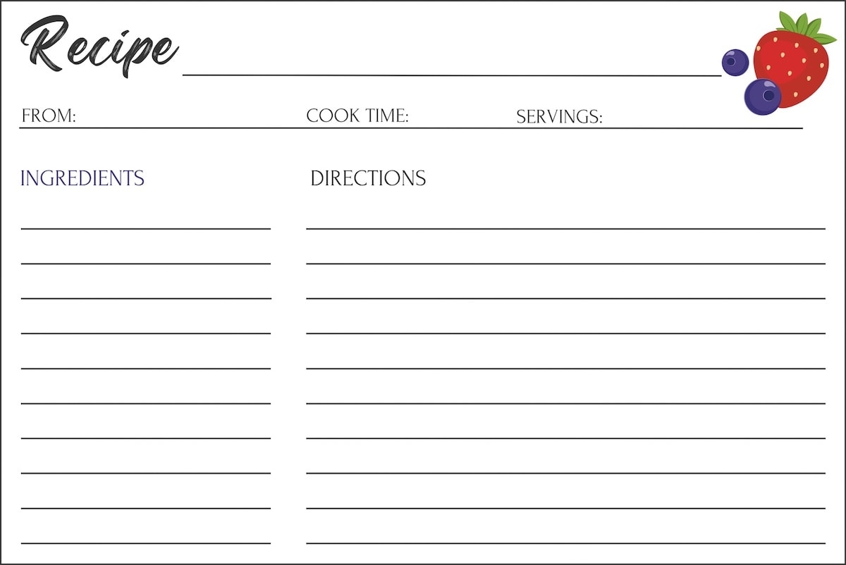 Free Printable Recipe Template Free Printable Recipe Template