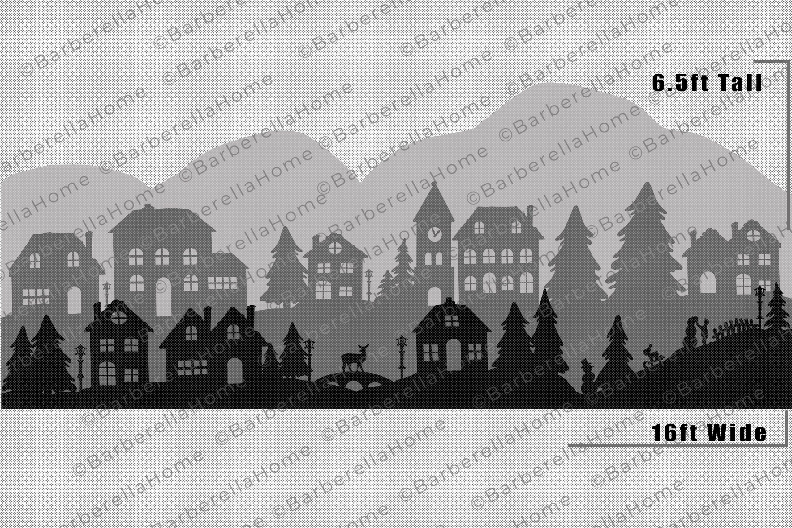 16ft Wide Multi layered Christmas Village Template When Made Printable Trace And Cut Christmas Silhouette Decor Templates Stencils PDF Etsy