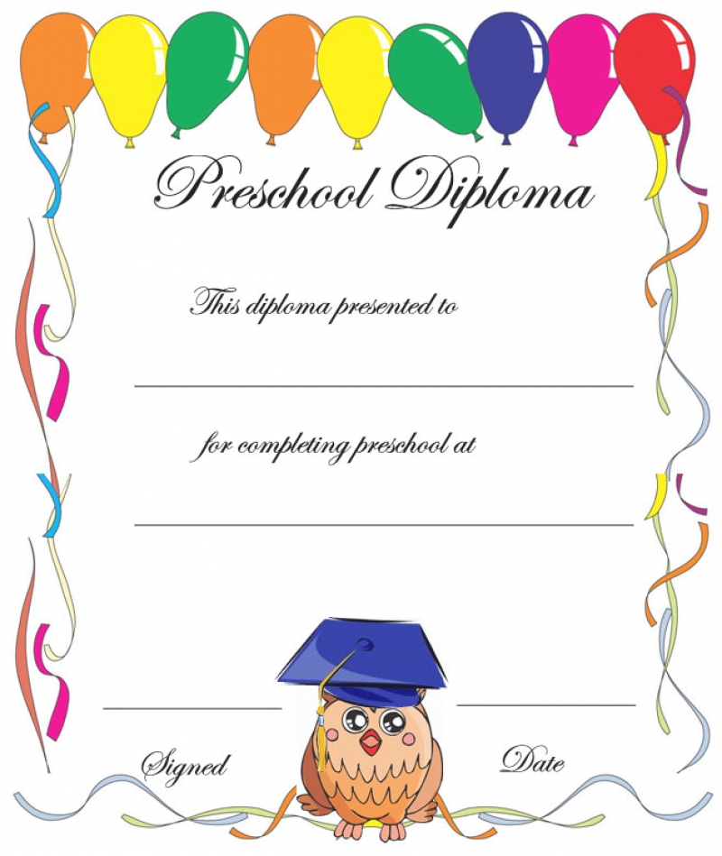 Pre Kindergarten Diploma Free Printable