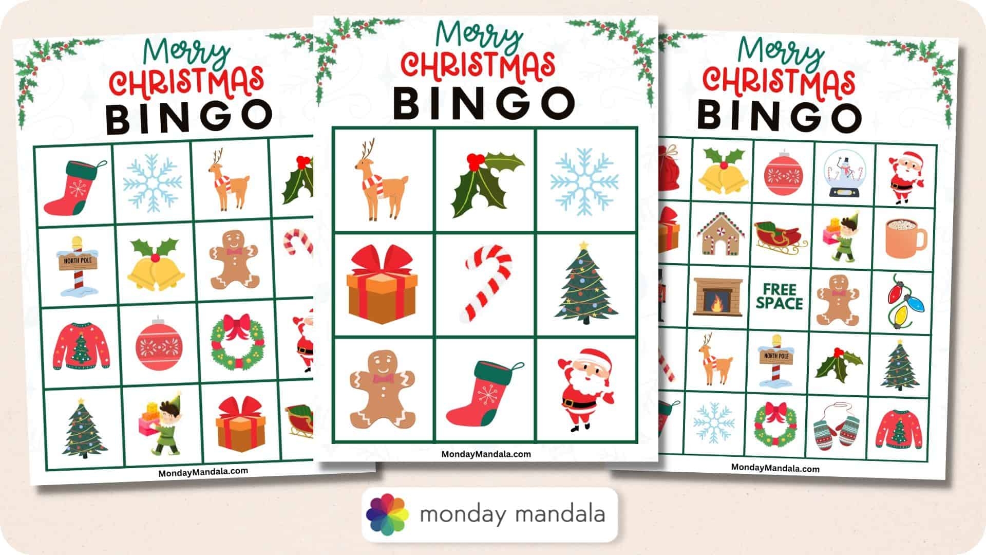 180 Christmas Bingo Cards Free PDF Printables  180 Christmas Bingo Cards Free PDF Printables
