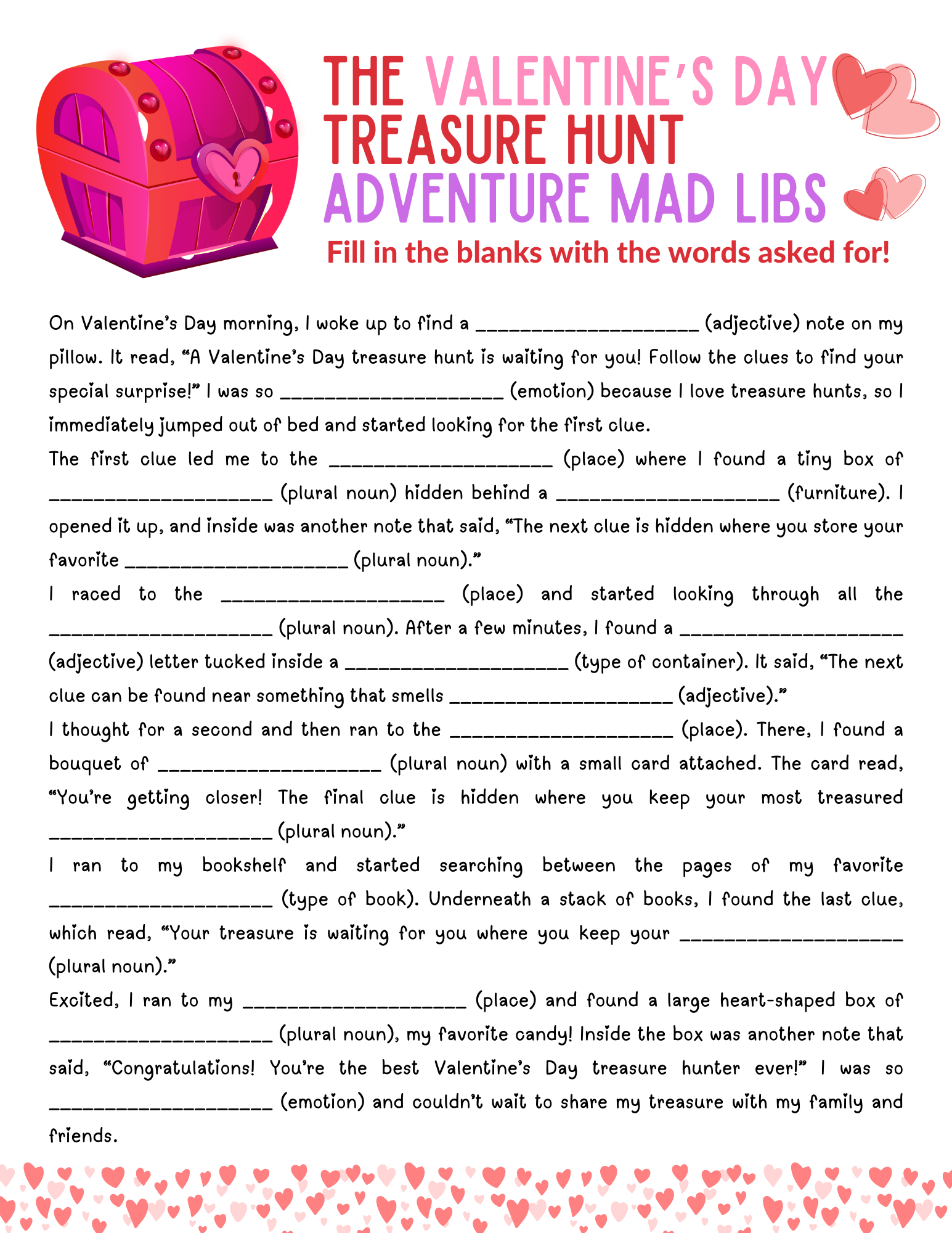 2 Free Printable Valentine s Day Mad Libs Games