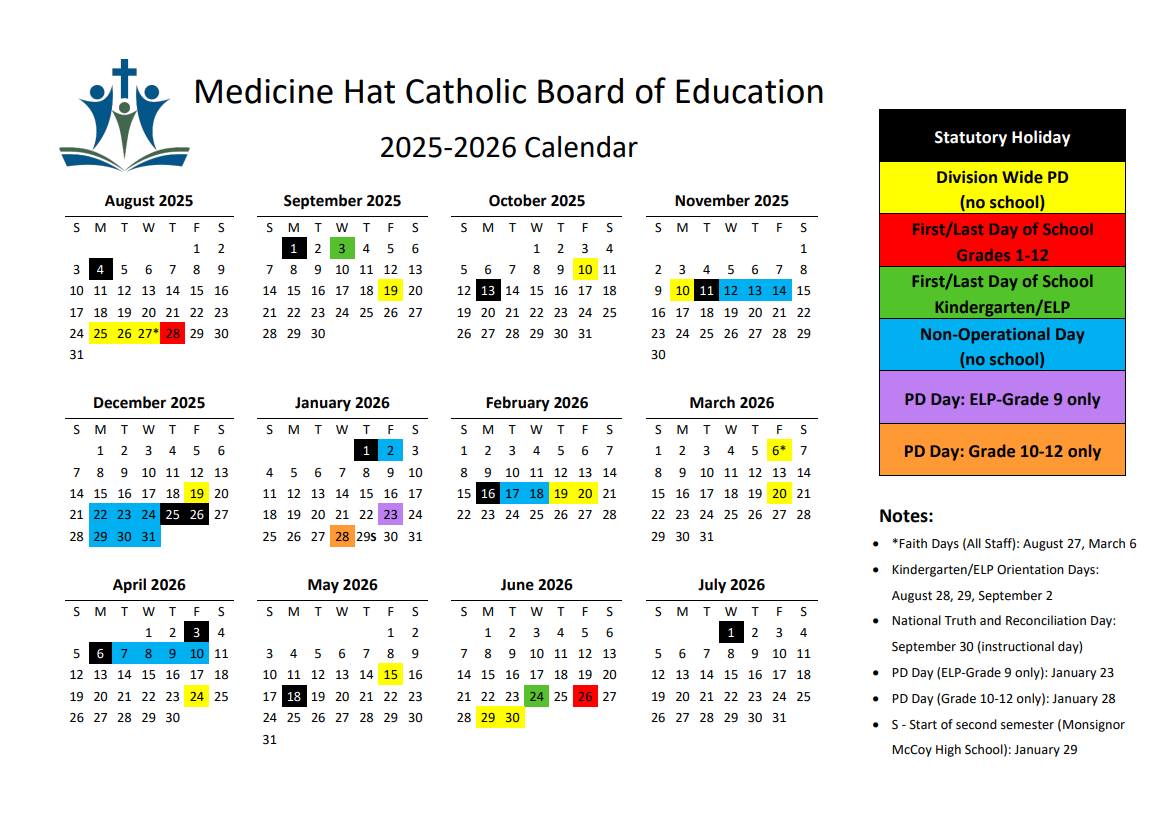 2025 2026 Calendar Approved Medicine Hat Catholic Board Of Education