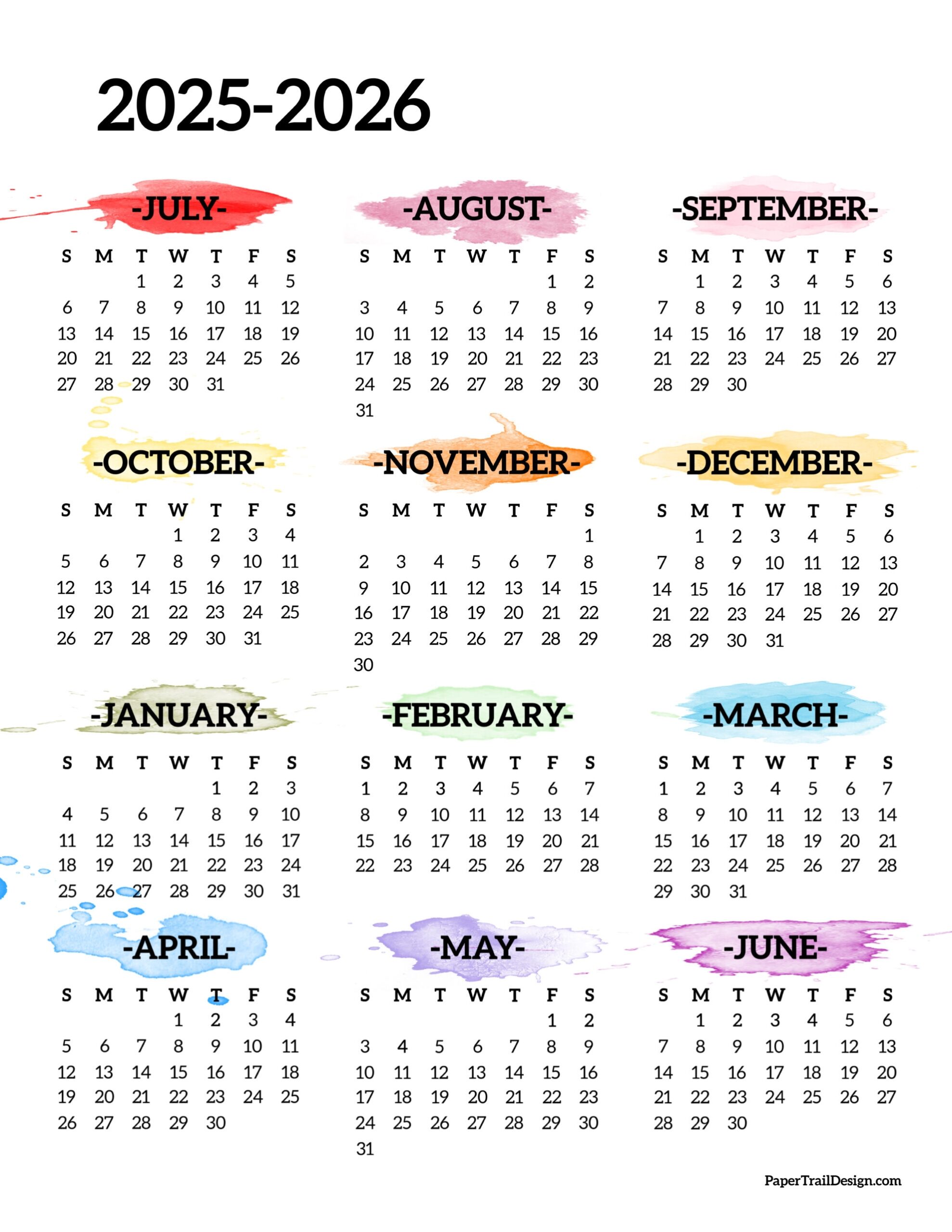 2025 2026 School Year Calendar Free Printable Paper Trail Design 2025 2026 School Year Calendar Free Printable Paper Trail Design