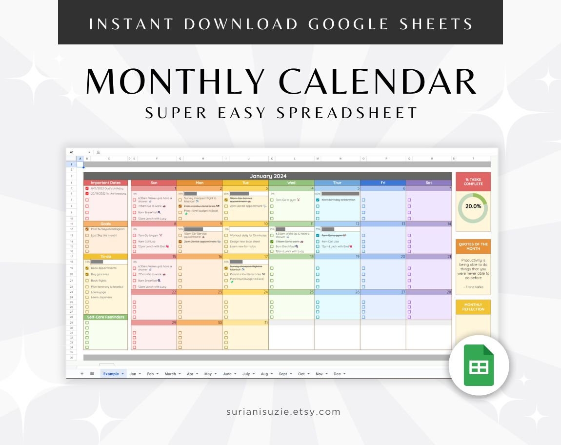August 2025 Calendar Google Sheets
