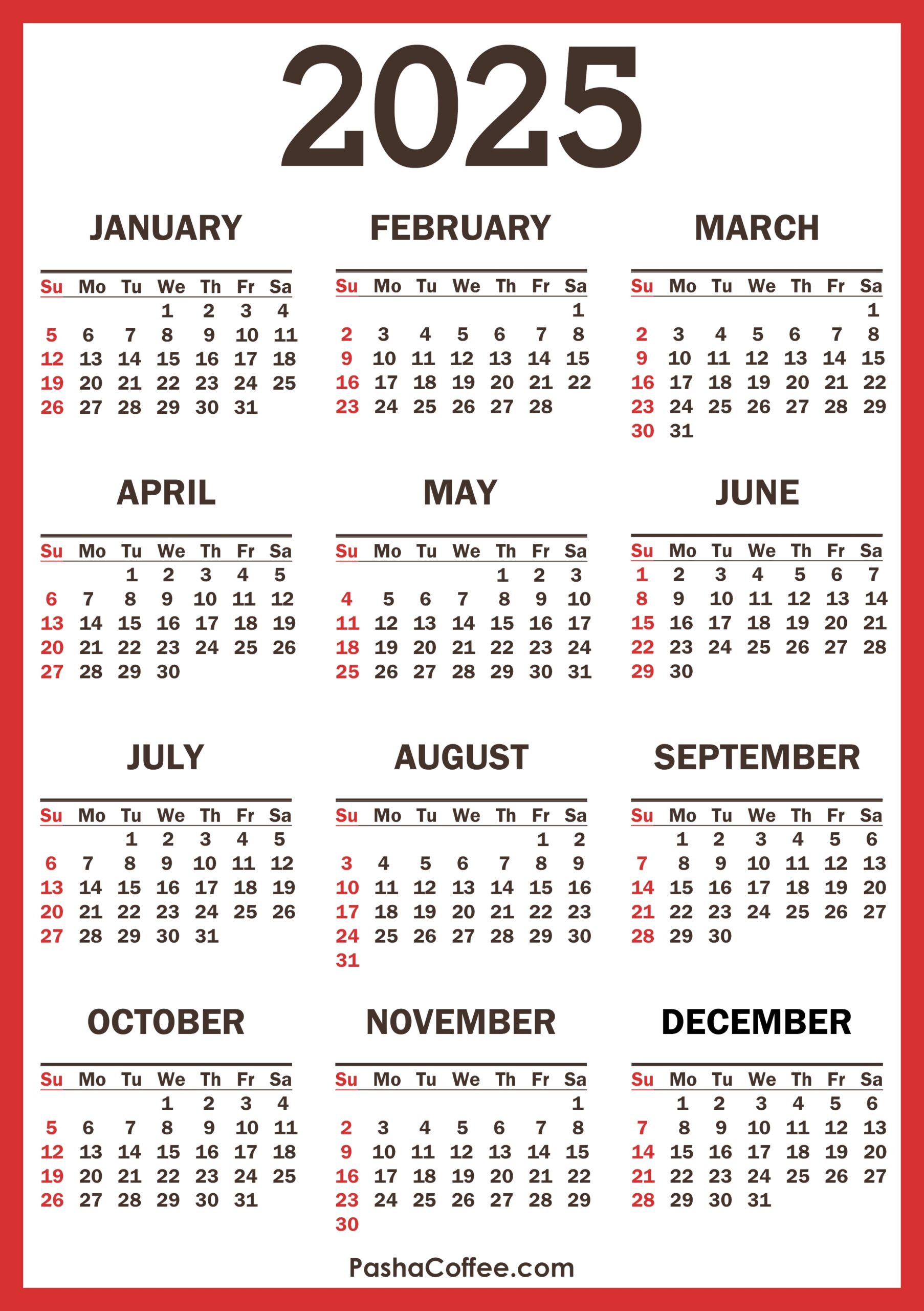 2025 Calendar With Holidays Printable Free Vertical Red PashaCoffee 2025 Calendar With Holidays Printable Free Vertical Red PashaCoffee