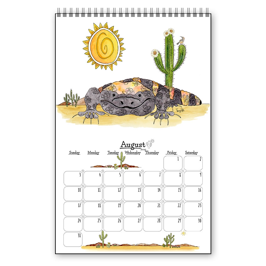 2025 Whimsical Desert Themed Wall Calendar 7 X 11 Small Zinnia 