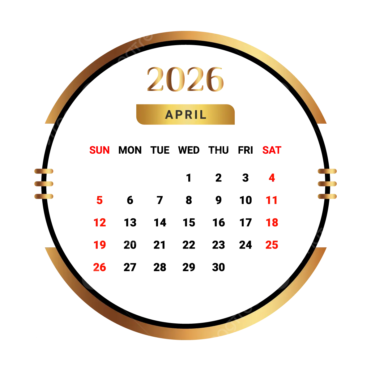 April 2026 Calendar Transparent Background April 2026 Calendar Transparent Background