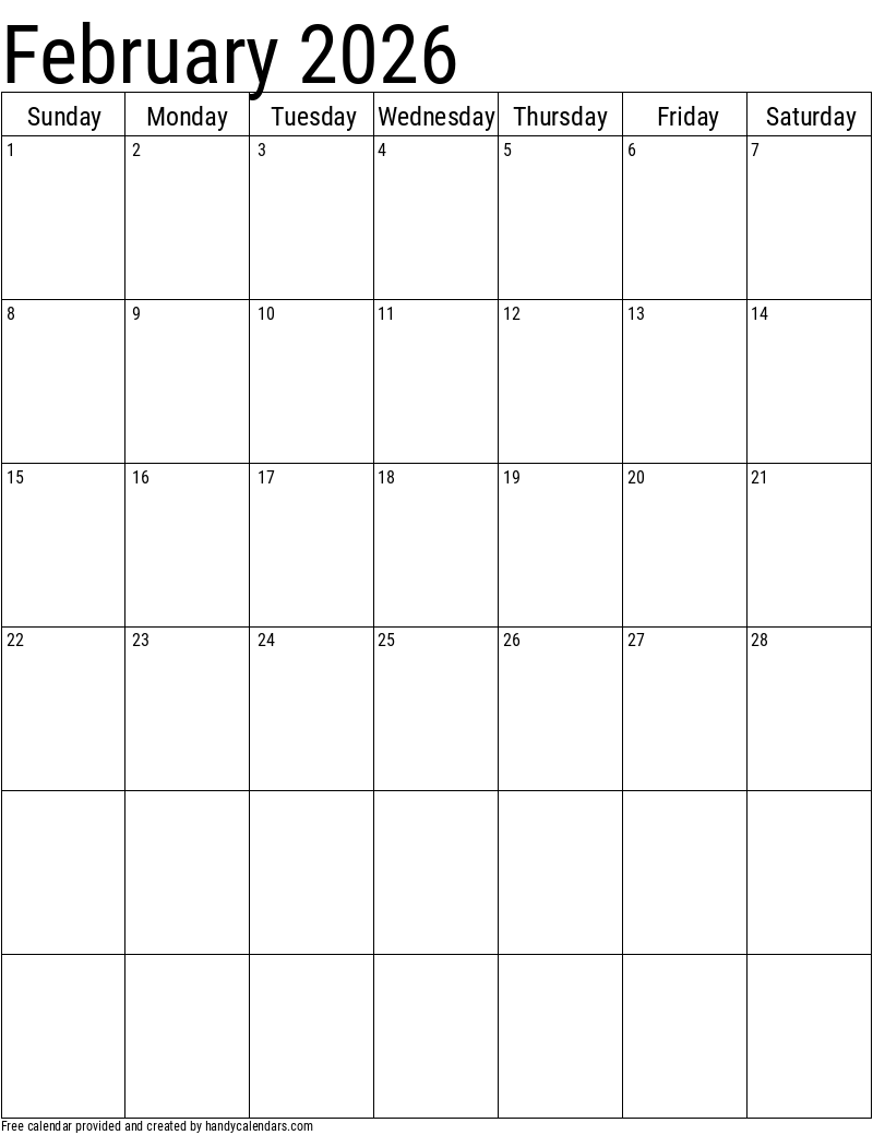 2026 February Calendars Handy Calendars 2026 February Calendars Handy Calendars
