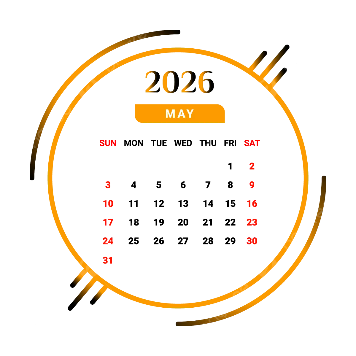 2026 May Month Calendar Yellow And Black Unique Design Vector 