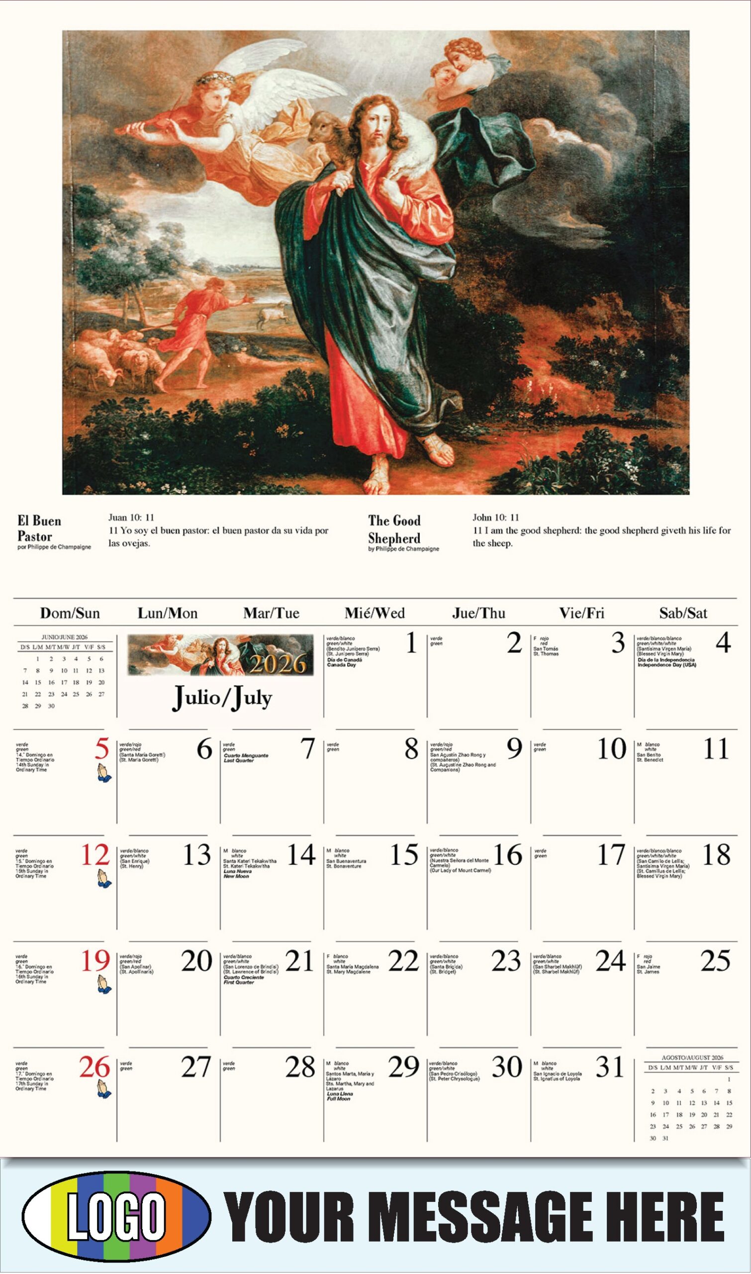 2026 Promotional Calendar Catholic Art Bilingual Low As 65 