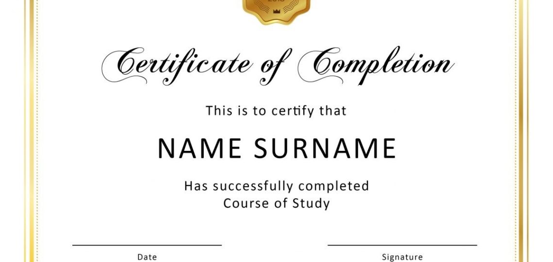 23 Free Certificate Of Completion Templates Word PowerPoint