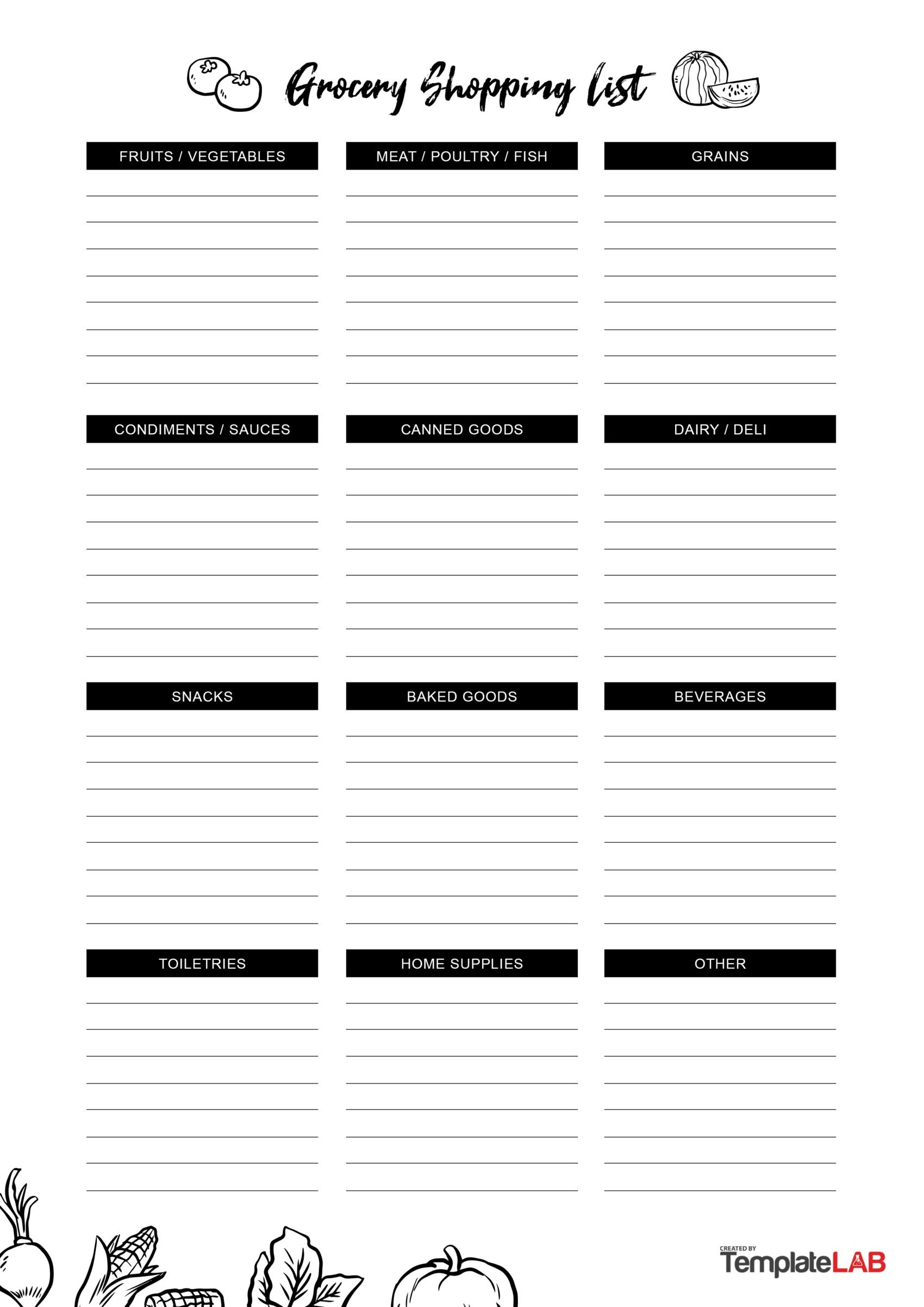 Free Printable Shopping List Templates