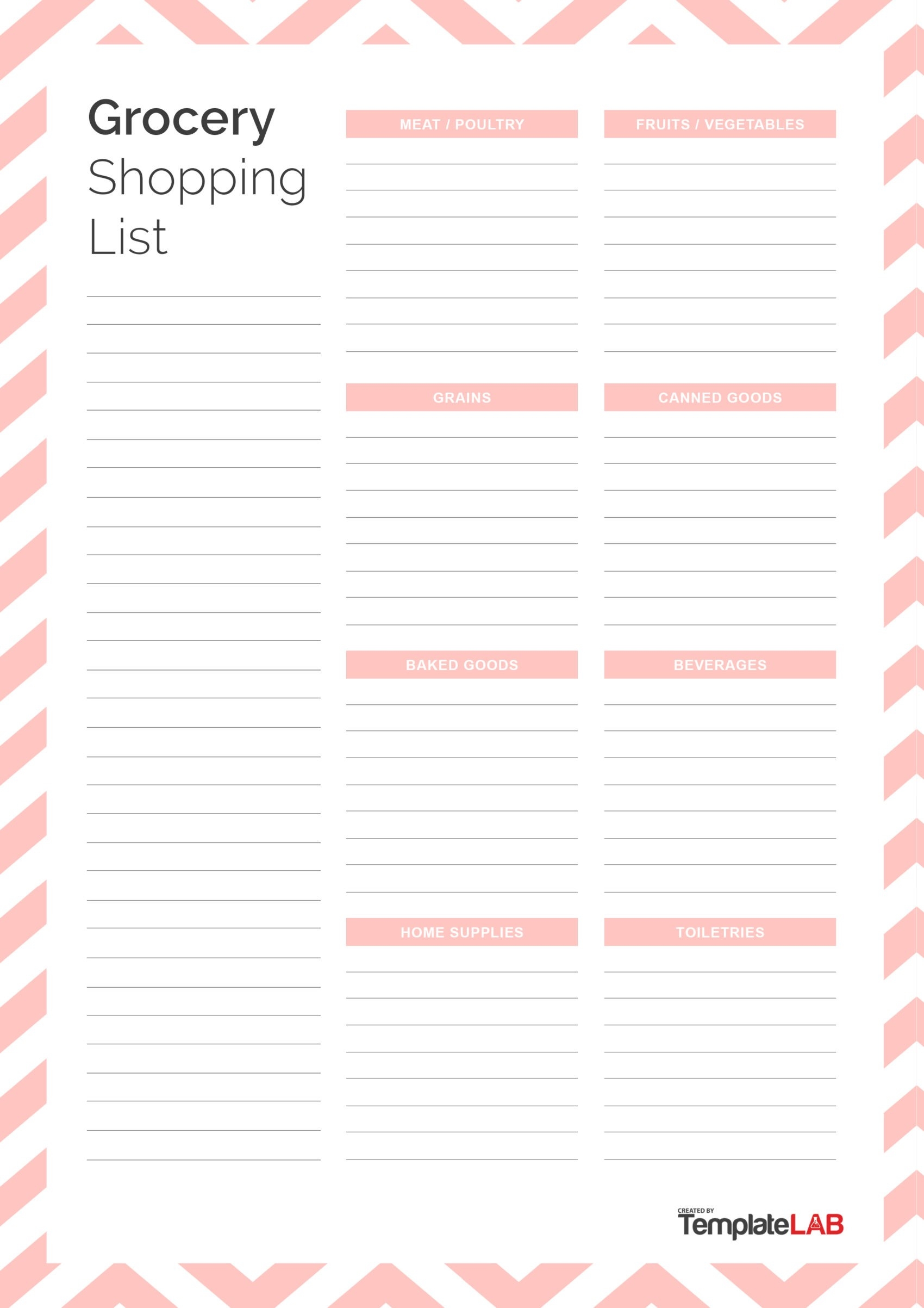 24 Printable Grocery List Templates Shopping Lists Worksheets Library