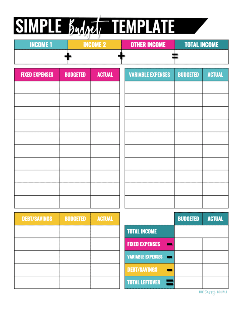 Free Printable Editable Blank Budget Sheet