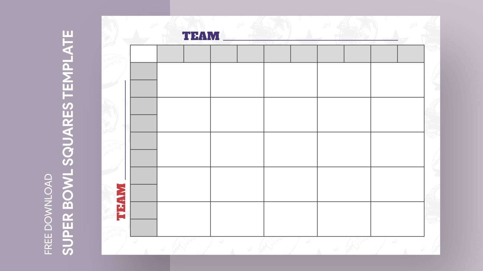 25 Square Football Grid Free Google Docs Template Gdoc io
