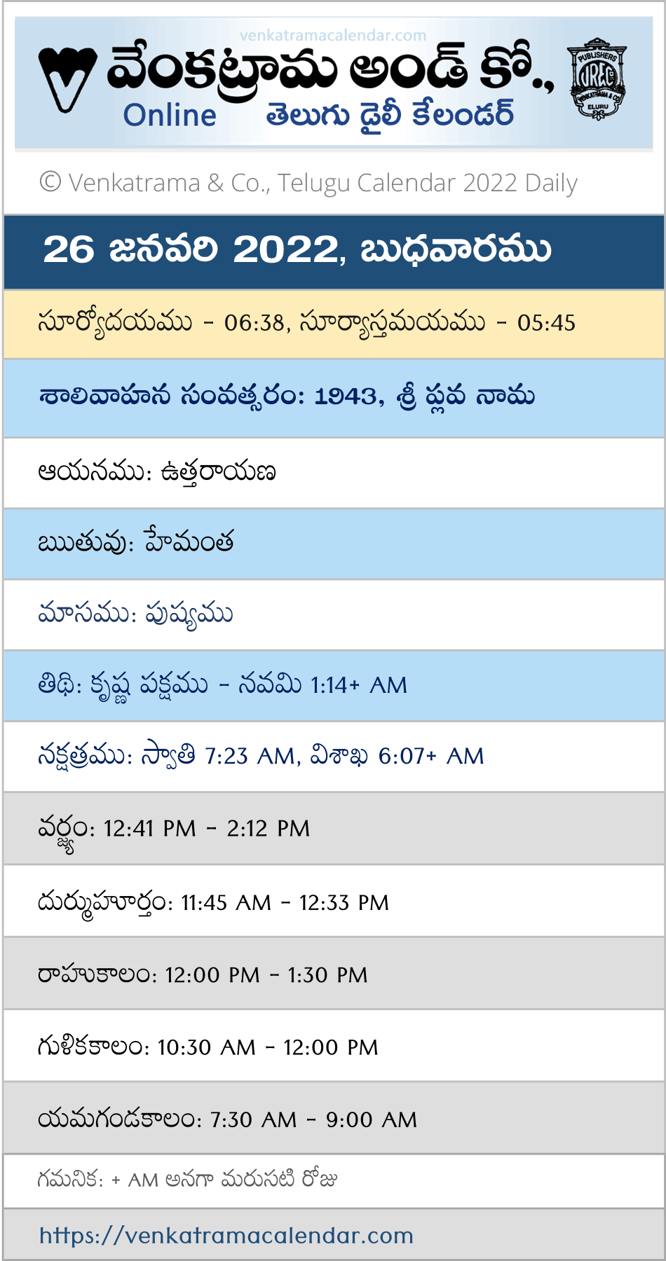 26 January 2022 Venkatrama Calendar Tithi Nakshatram Venkatrama Telugu Calendar 2025 Festivals Rasi Phalalu 2025 2026 Muhurtham