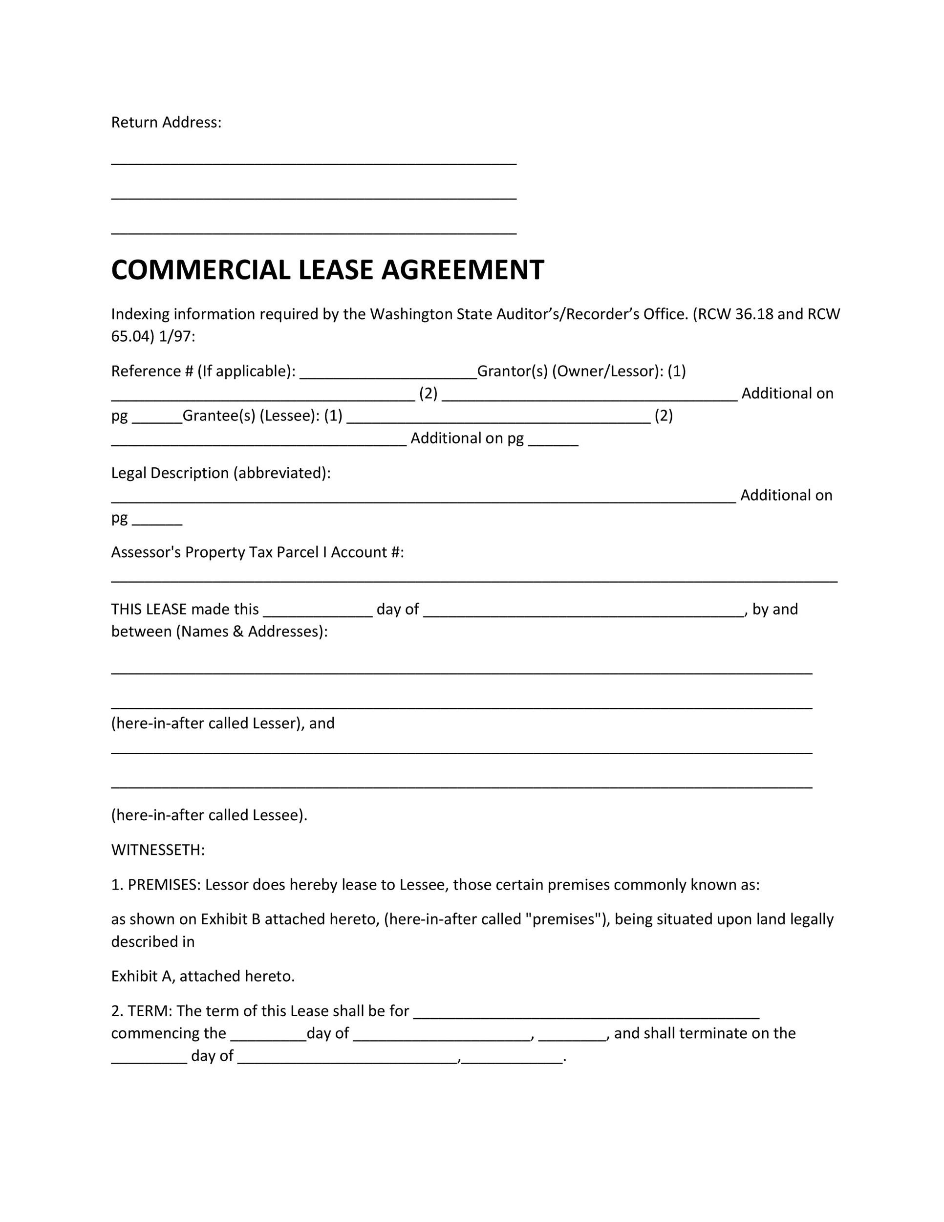 Free Printable Commercial Lease Agreement Template
