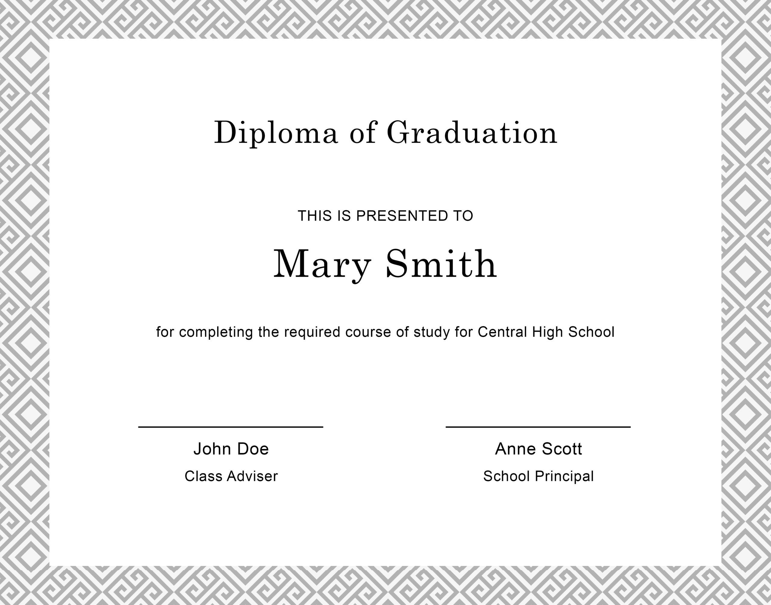 Printable Blank Diploma Template Printable Blank Diploma Template