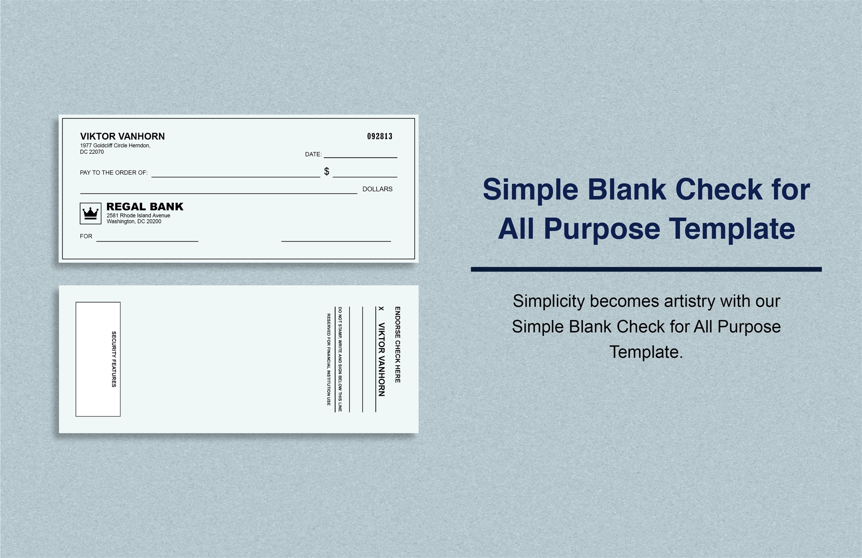 Downloadable Printable Fillable Blank Check Template