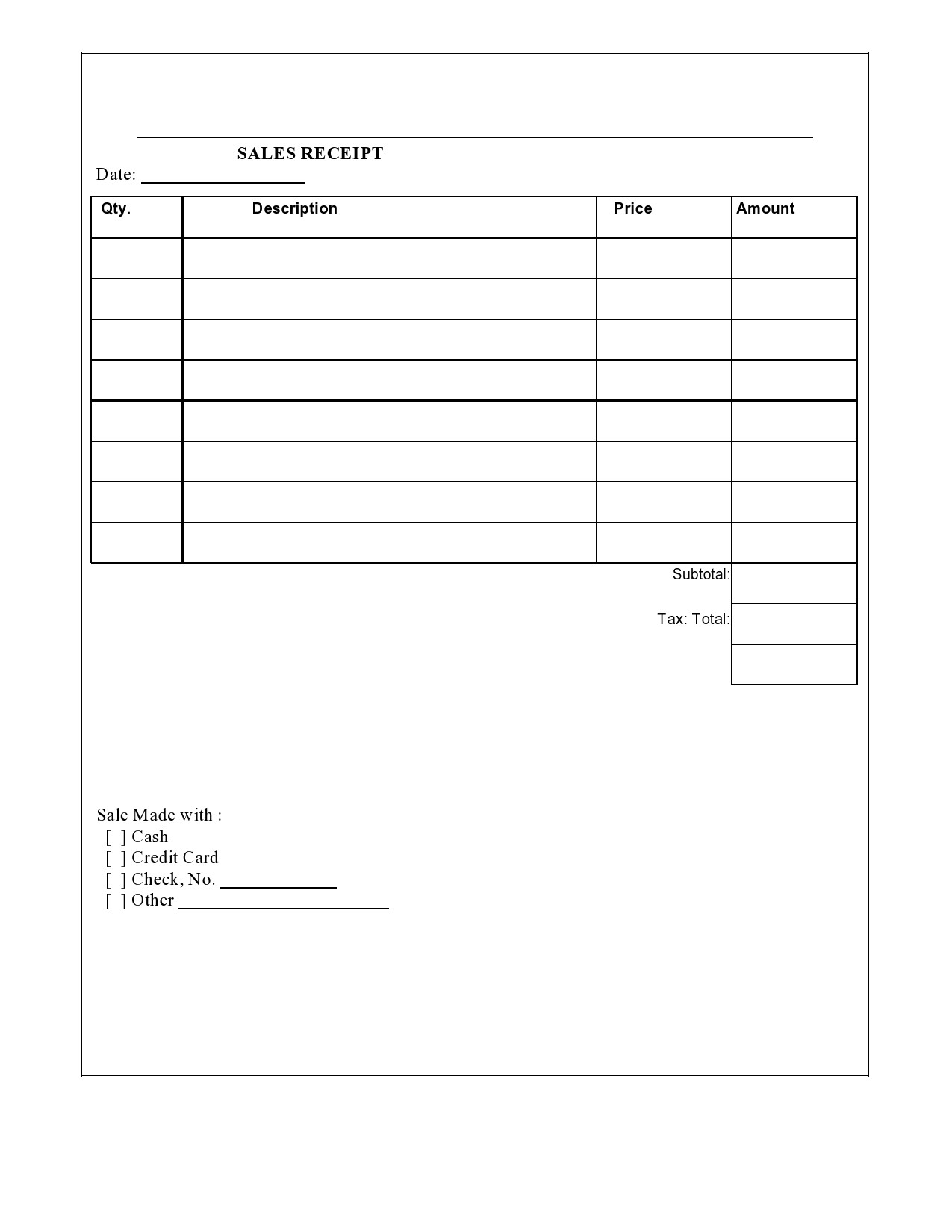 Free Printable Sales Receipt Template Free Printable Sales Receipt Template