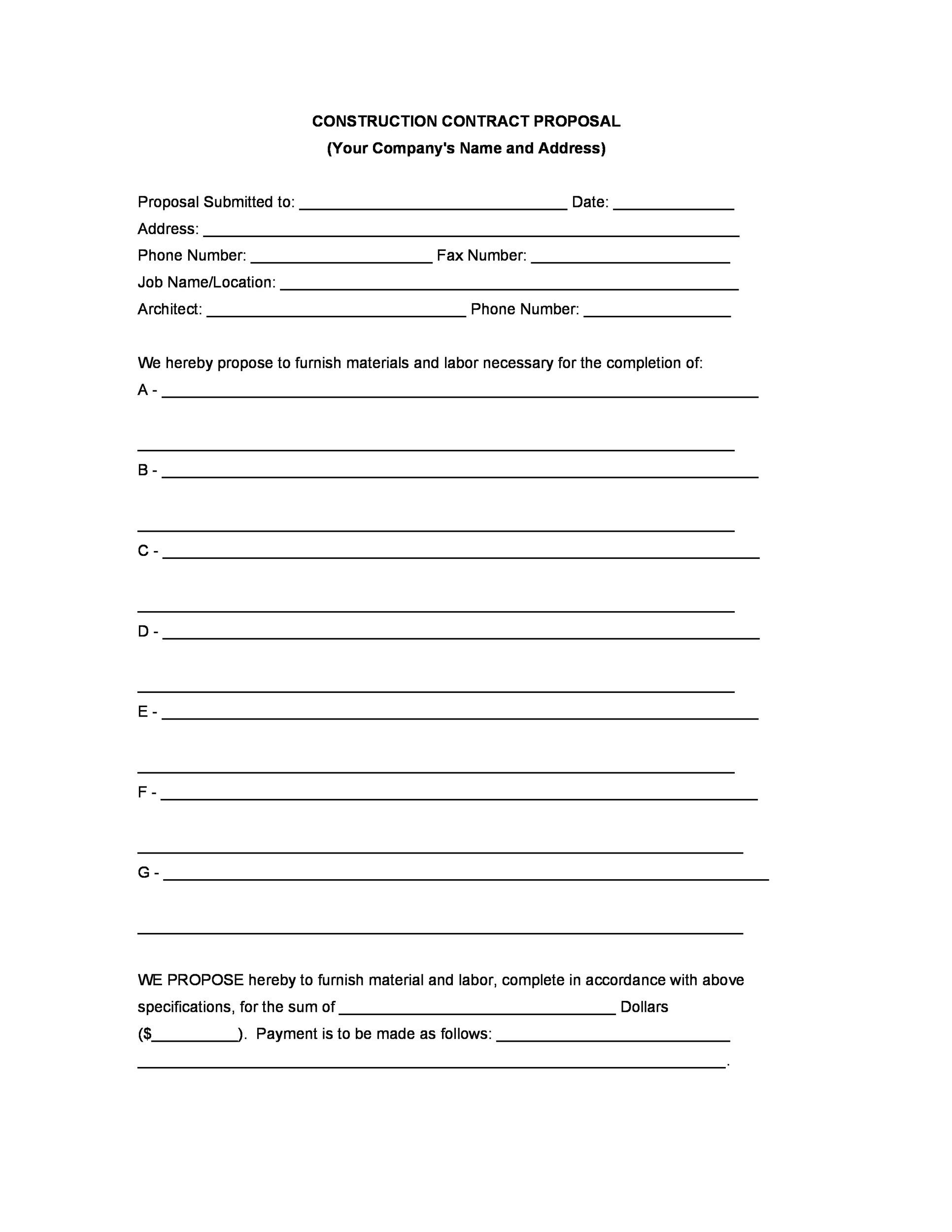 31 Construction Proposal Template U0026 Construction Bid Forms