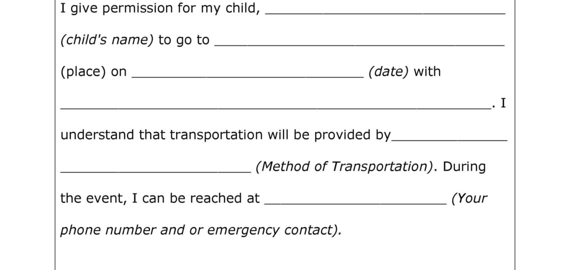 35 Permission Slip Templates U0026 Field Trip Forms