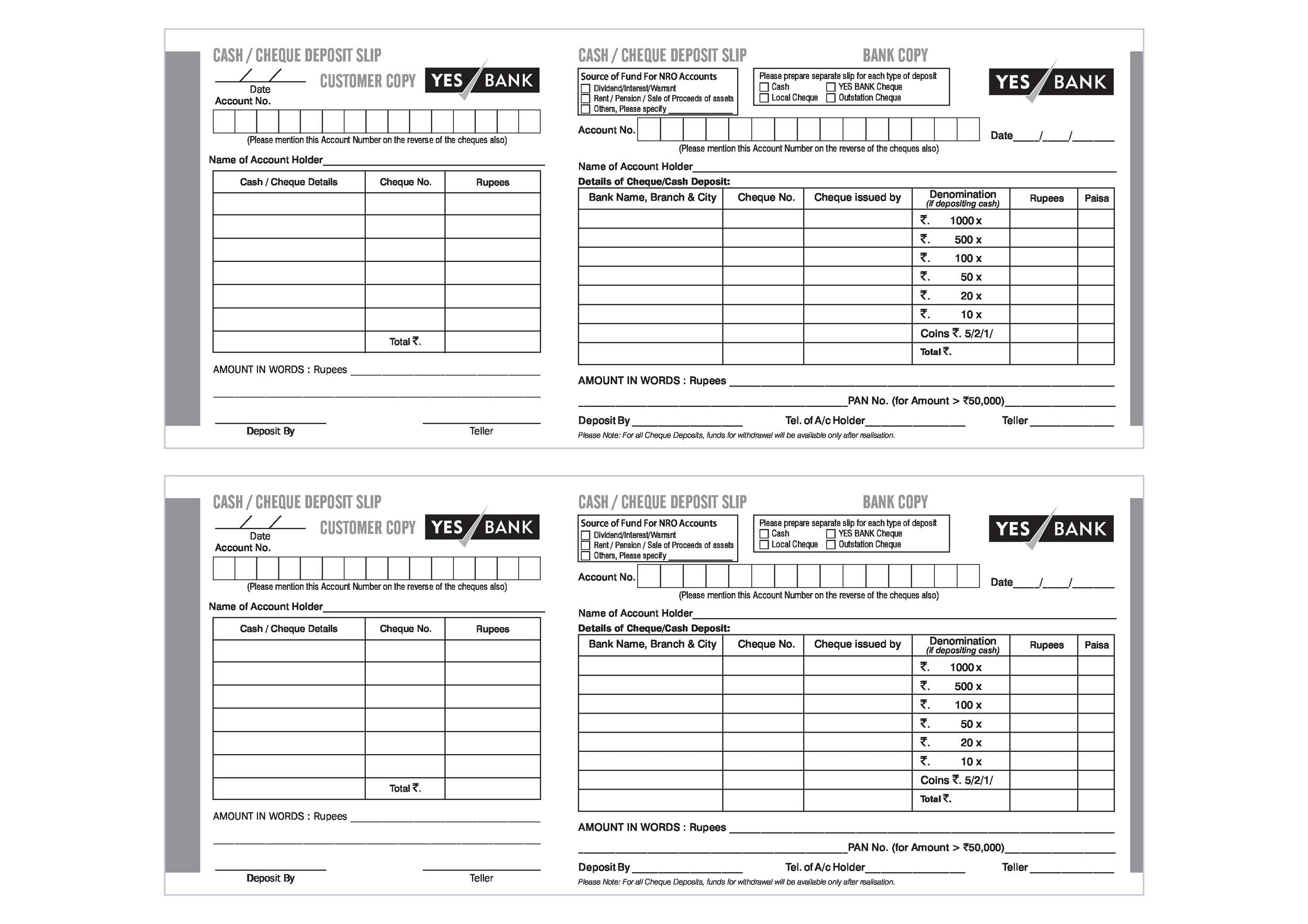 Free Printable Blank Deposit Slip