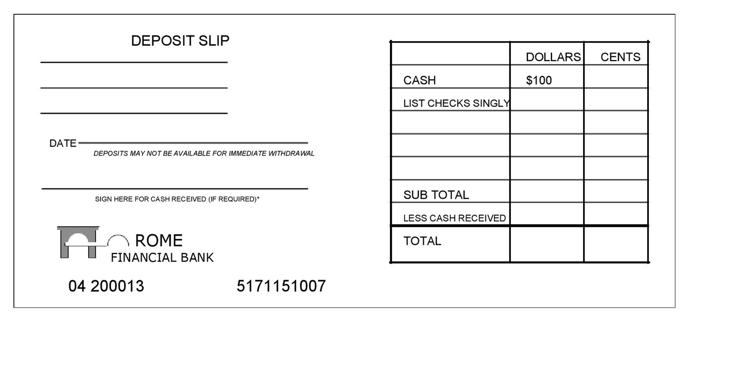 37 Bank Deposit Slip Templates U0026 Examples TemplateLab