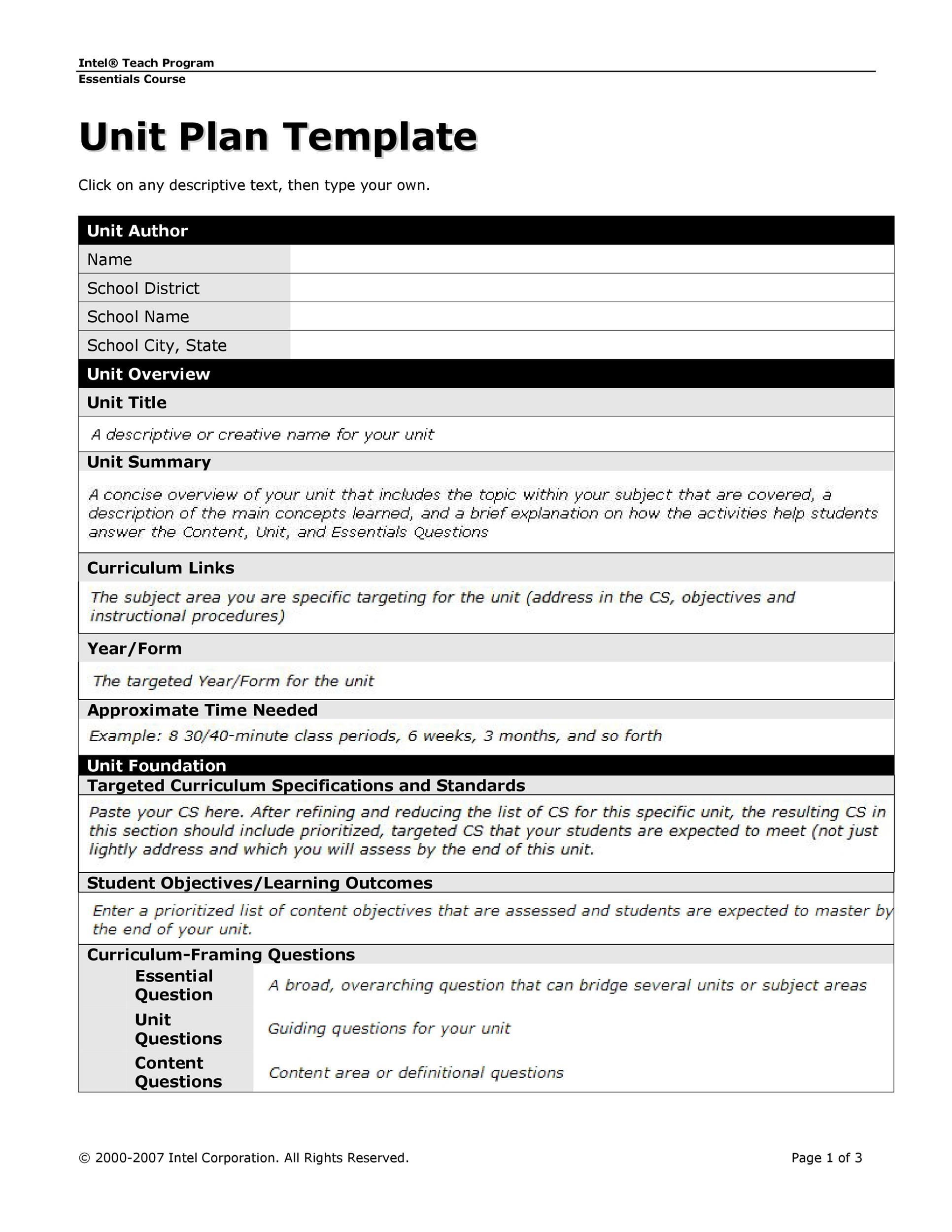 39 Best Unit Plan Templates Word PDF TemplateLab