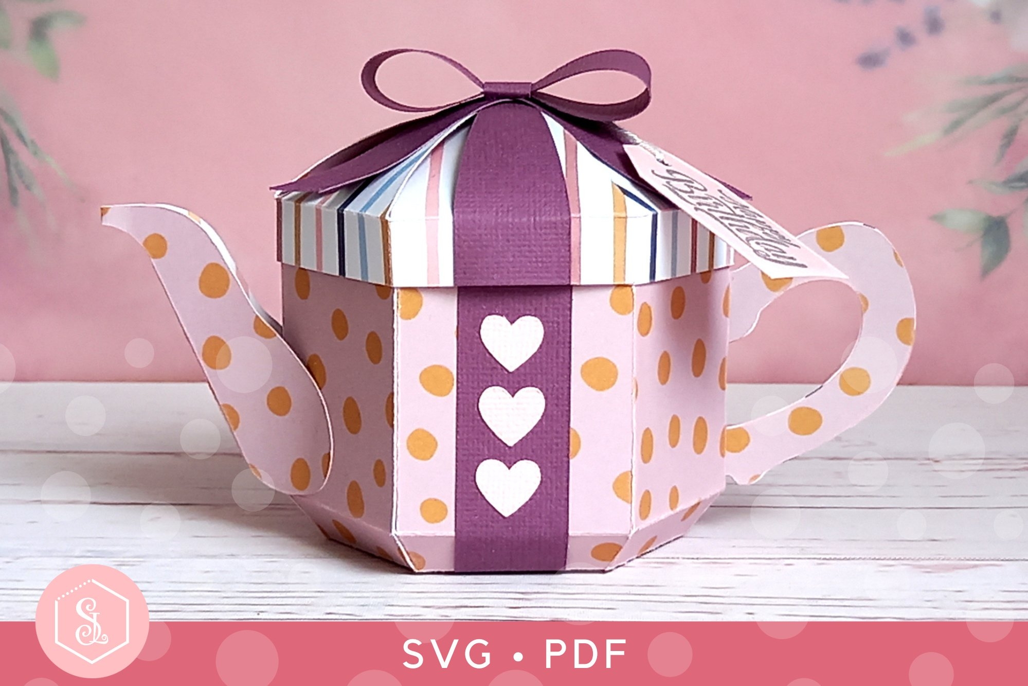 3D Novelty Present Teapot Gift Box SVG And PDF Templates