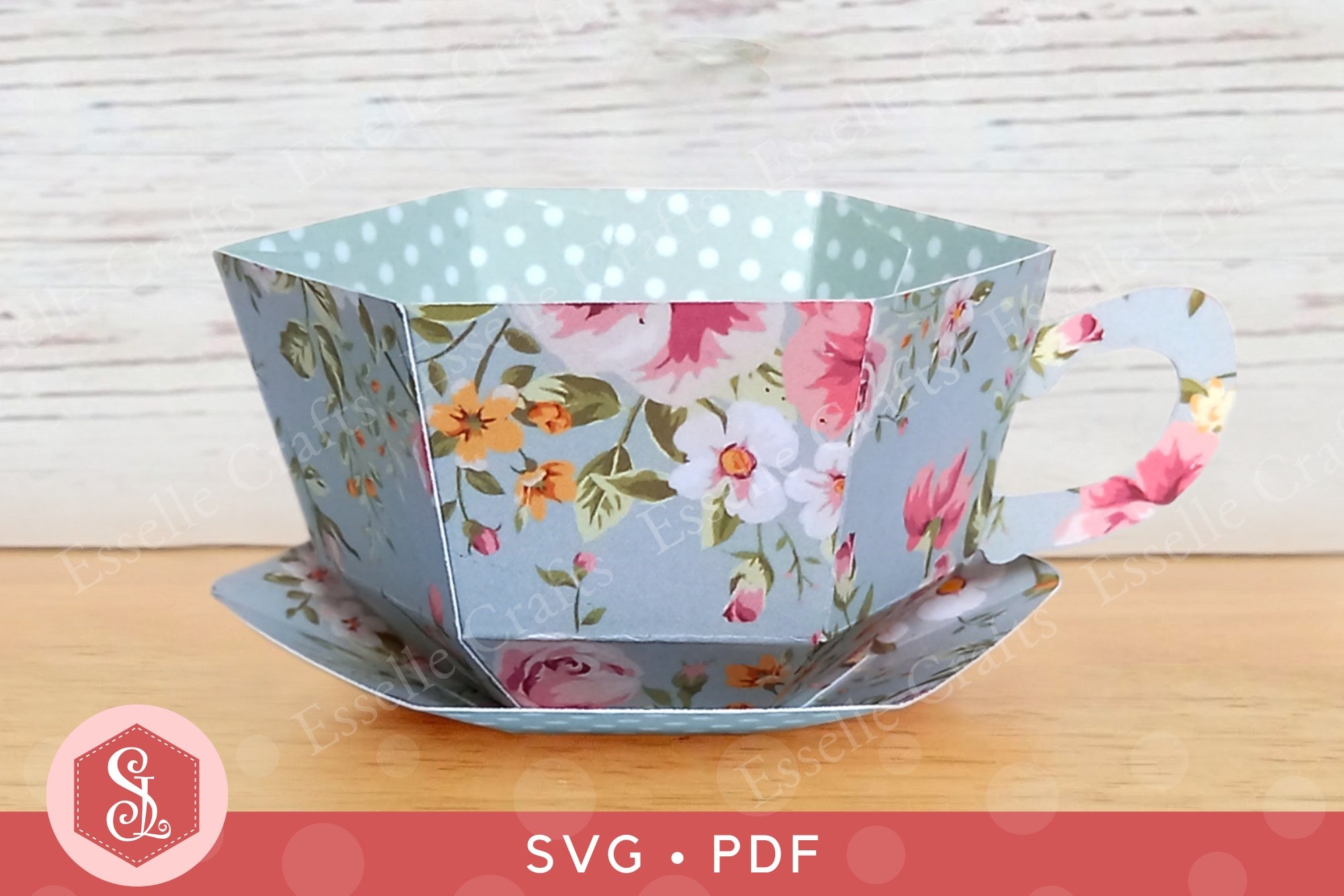 3D Teacup And Saucer SVG 3D Teacup And Saucer SVG