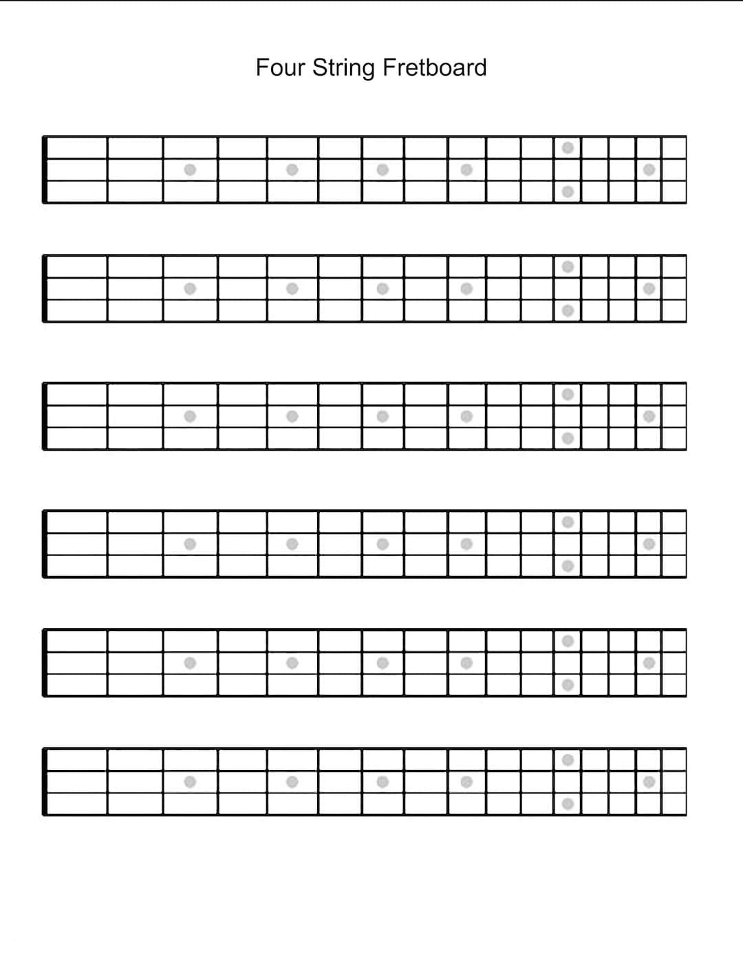4 String Printable Guitar Blank Fretboard Chart Diagram Etsy UK
