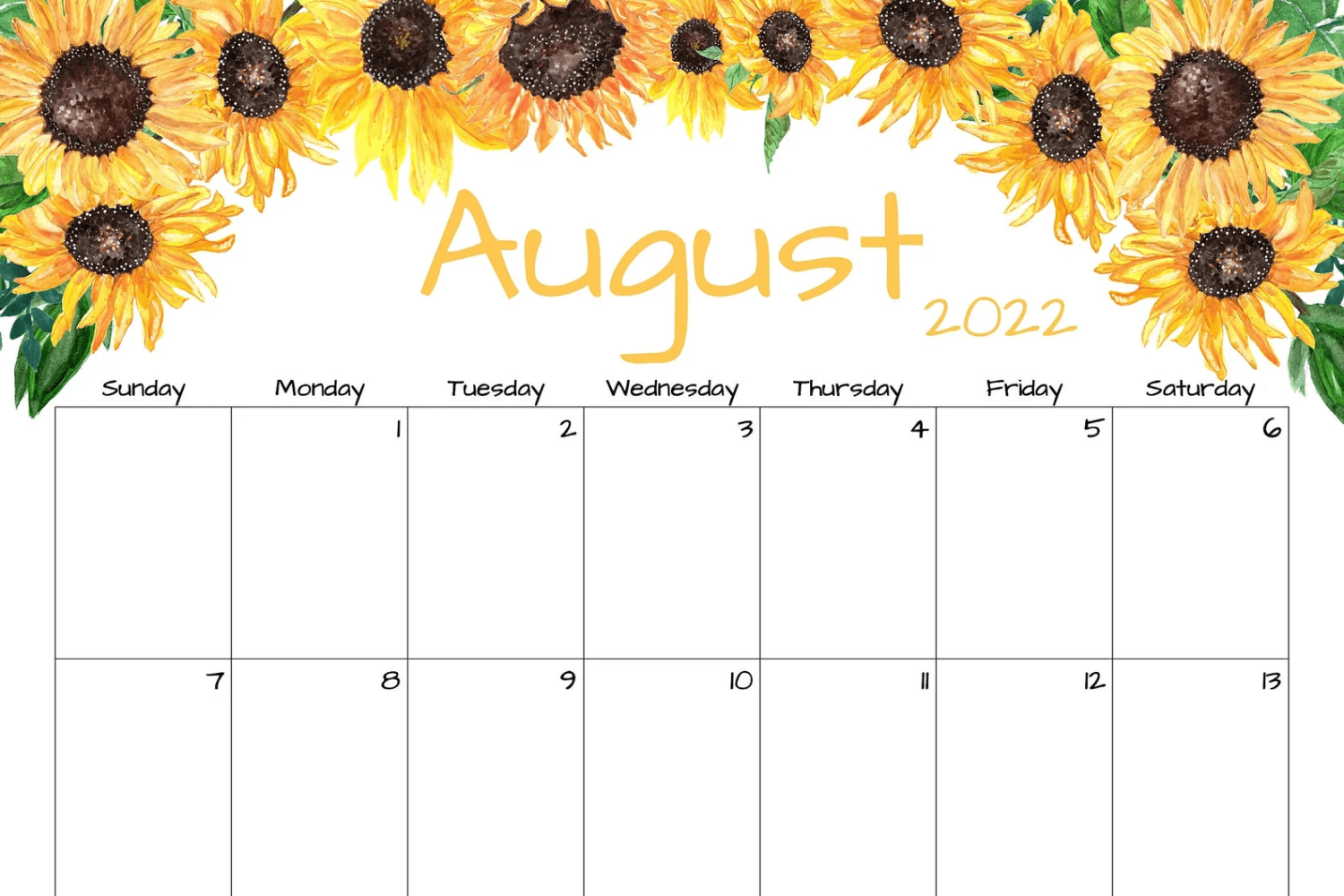 40 Free Printable August Calendars 2022