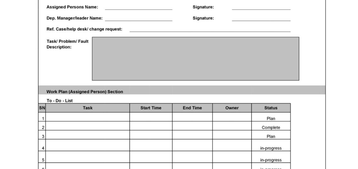 52 Printable Work Order Templates Excel Word PDF