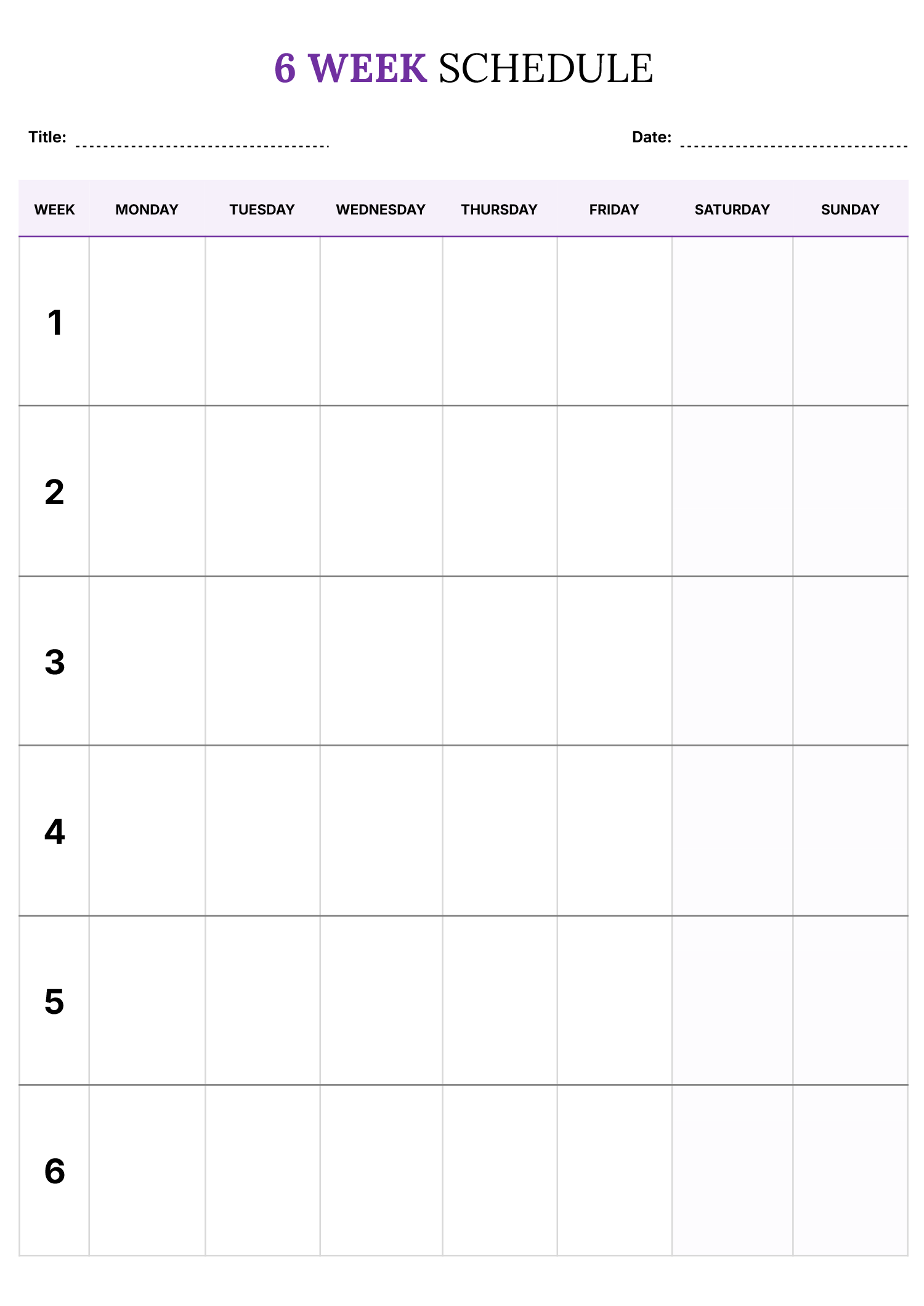 6 Week Schedule Template Google Docs Word Highfile 6 Week Schedule Template Google Docs Word Highfile