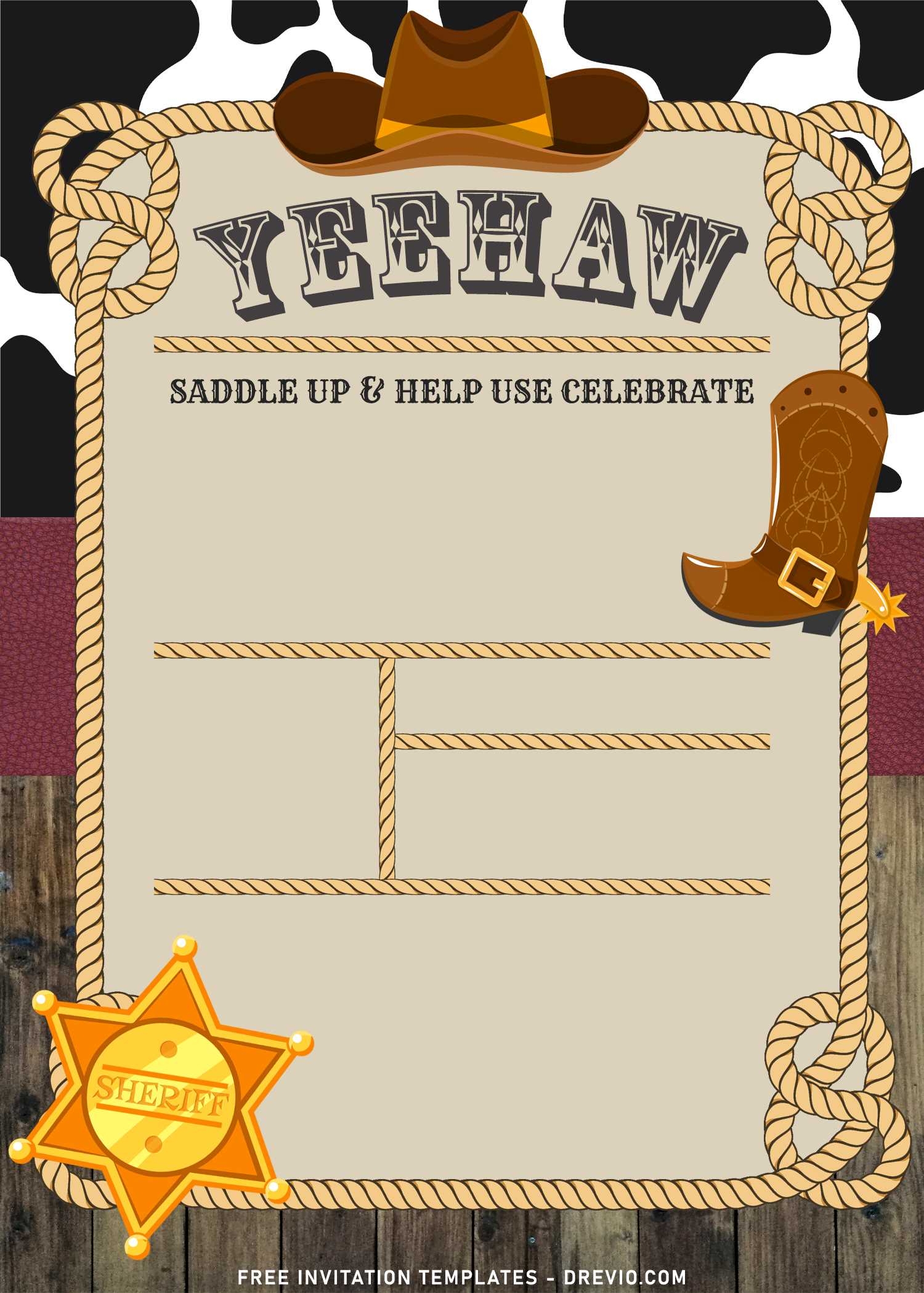 7 Yee Haw Western Cowboy Birthday Invitation Templates