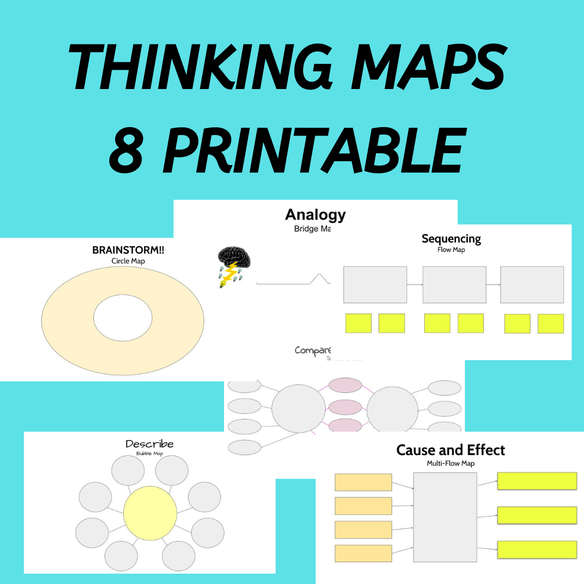 8 Maps For Thinking Brainstorming Printable Templates Made By 