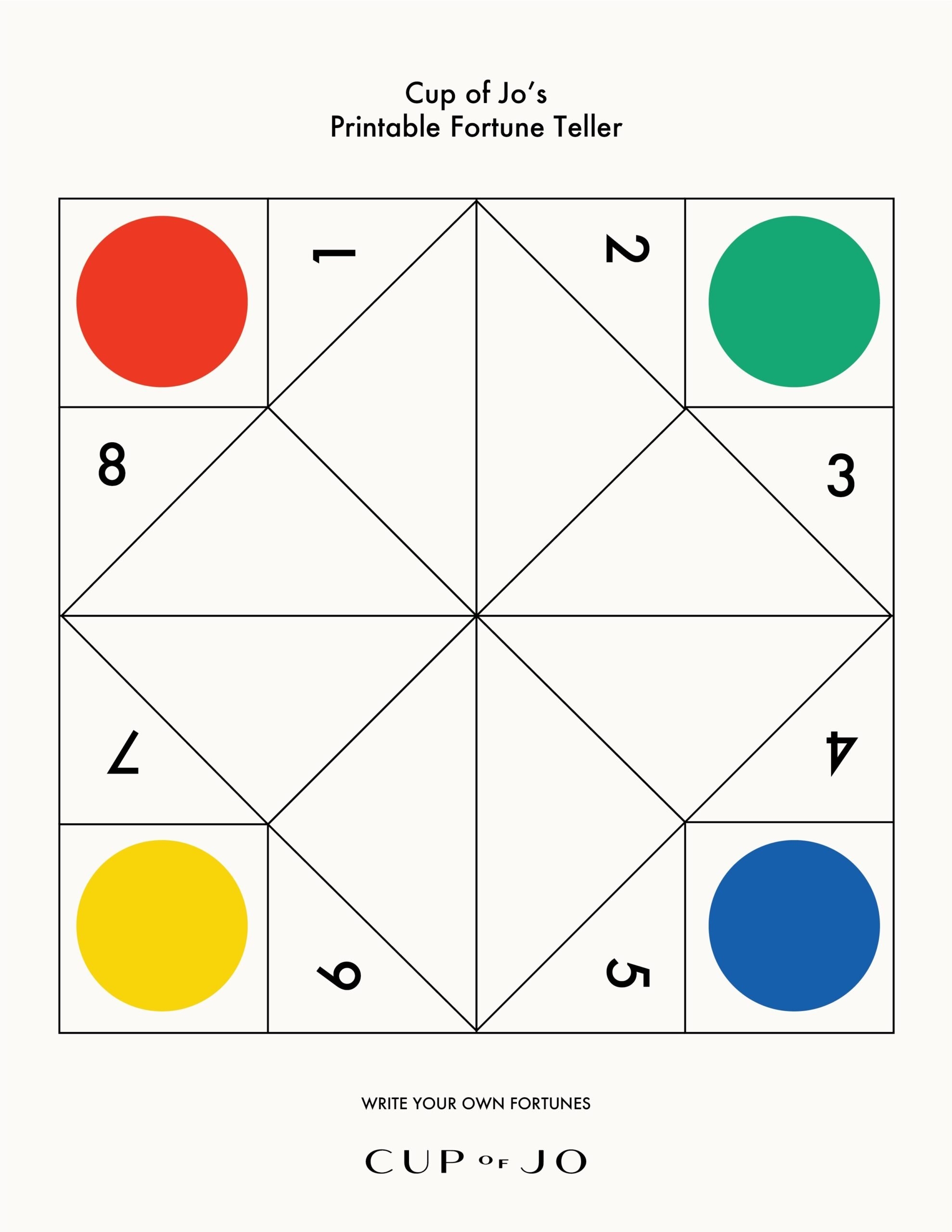 Free Printable Childrens Fortune Teller Template