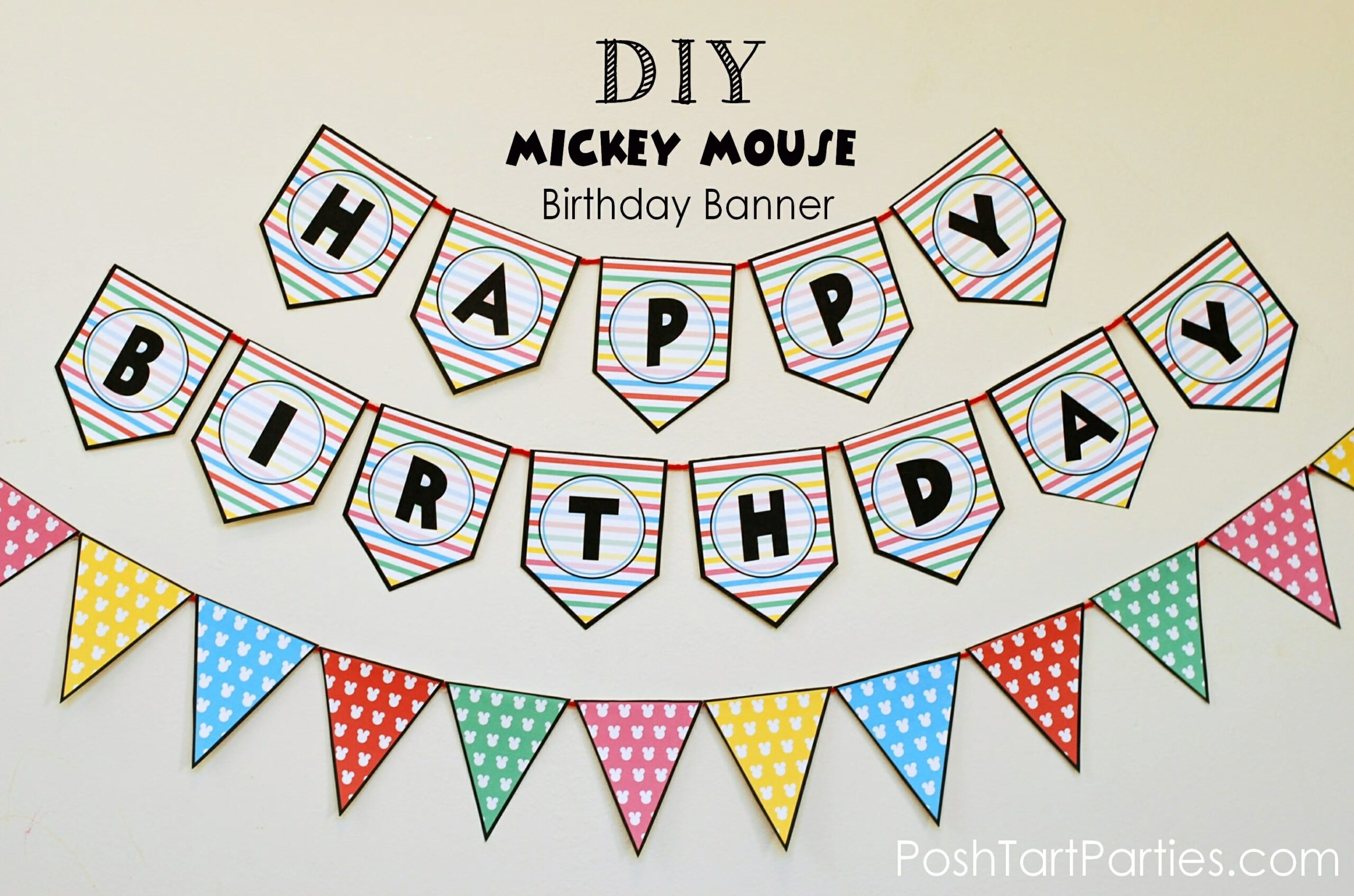 A Mickey And Minnie Mouse Party Free Printable Happy Birthday Banner Posh Tart