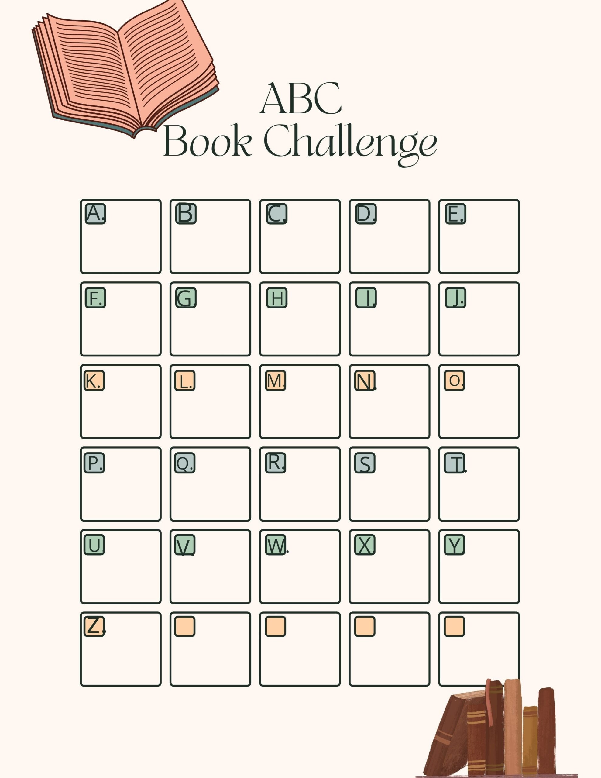 ABC Challenge ABC Book Challenge ABC Reading Challenge Reading Bookish Book Printable Book Chart Printable Book Challenge Reading Gif