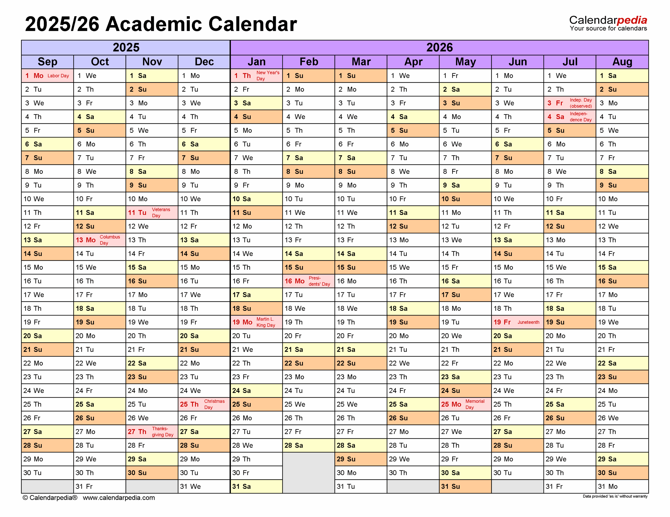 August 2025 Academic Calendar August 2025 Academic Calendar