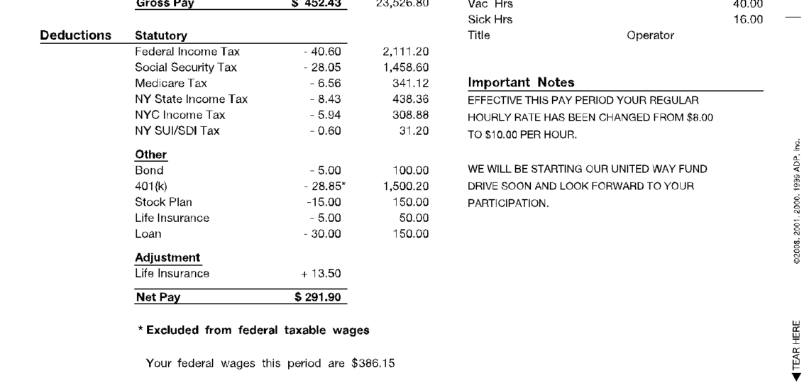 ADP Pay Stub Template Free ADP Pay Statements Generator
