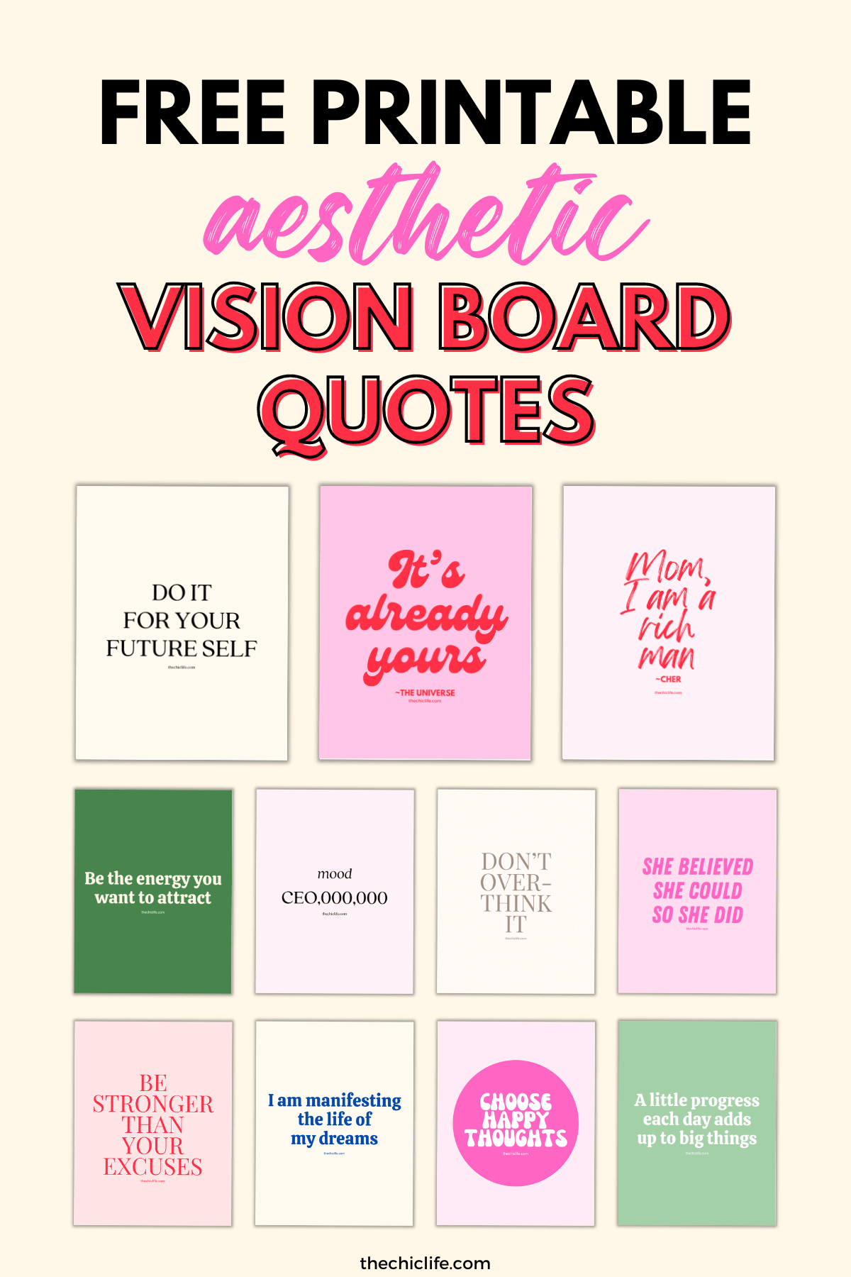 Aesthetic Vision Board Quotes 2025 Free Printable Of Beautiful 
