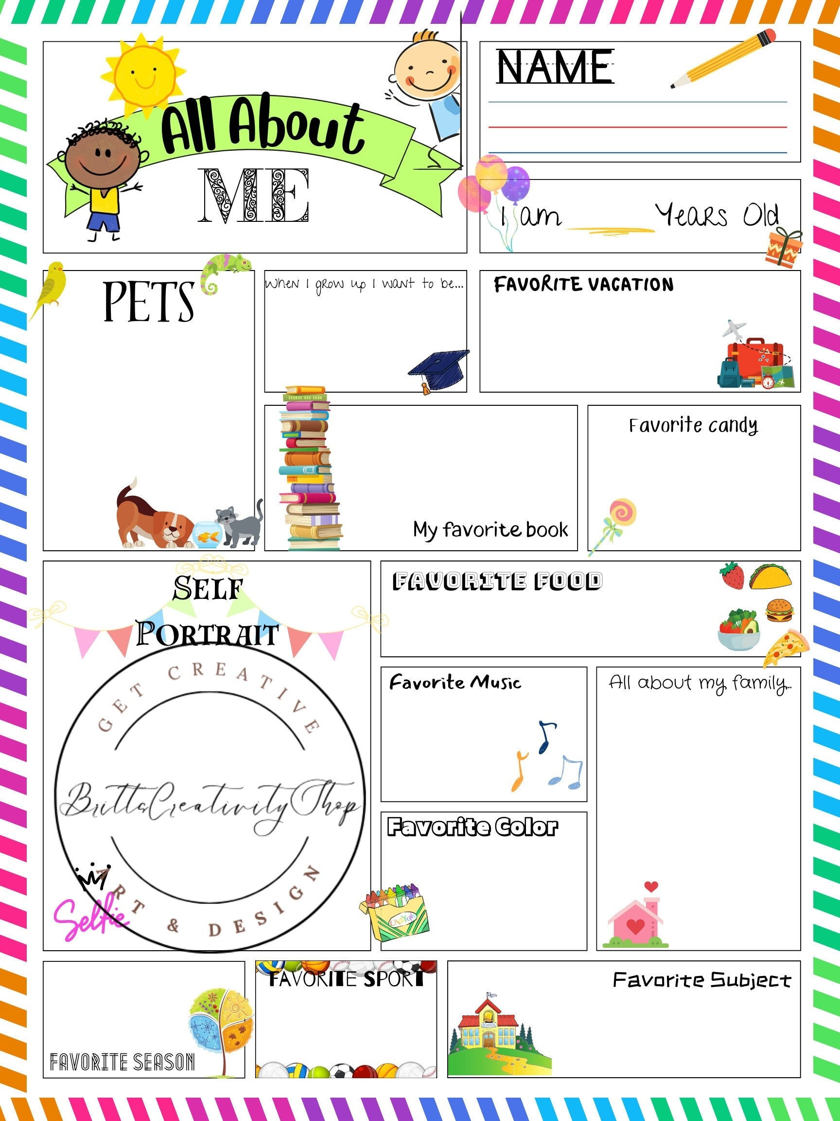 ALL ABOUT ME Poster Size Sheet Printable Writing Prompt For Kids Educational Children Page Printable Sheet For Back To School Etsy ALL ABOUT ME Poster Size Sheet Printable Writing Prompt For Kids Educational Children Page Printable Sheet For Back To School Etsy