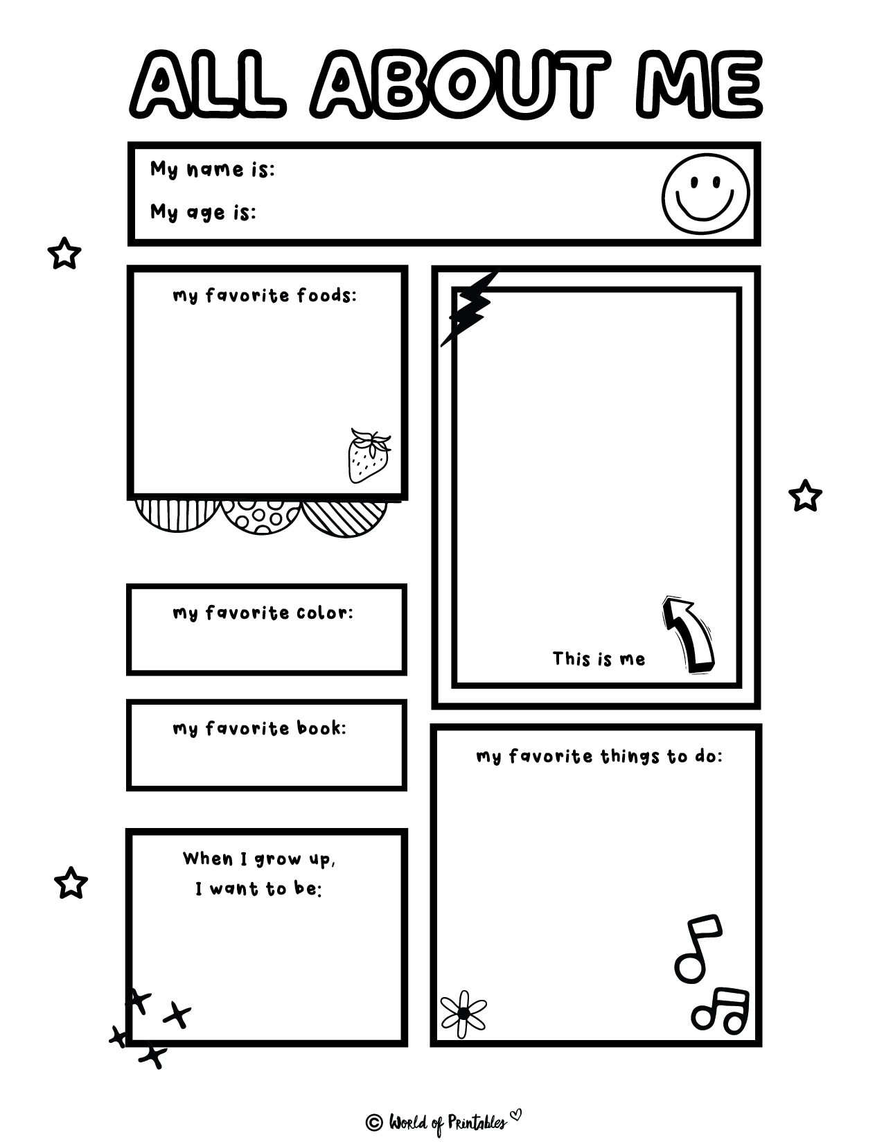 All About Me Worksheets World Of Printables All About Me Worksheets World Of Printables
