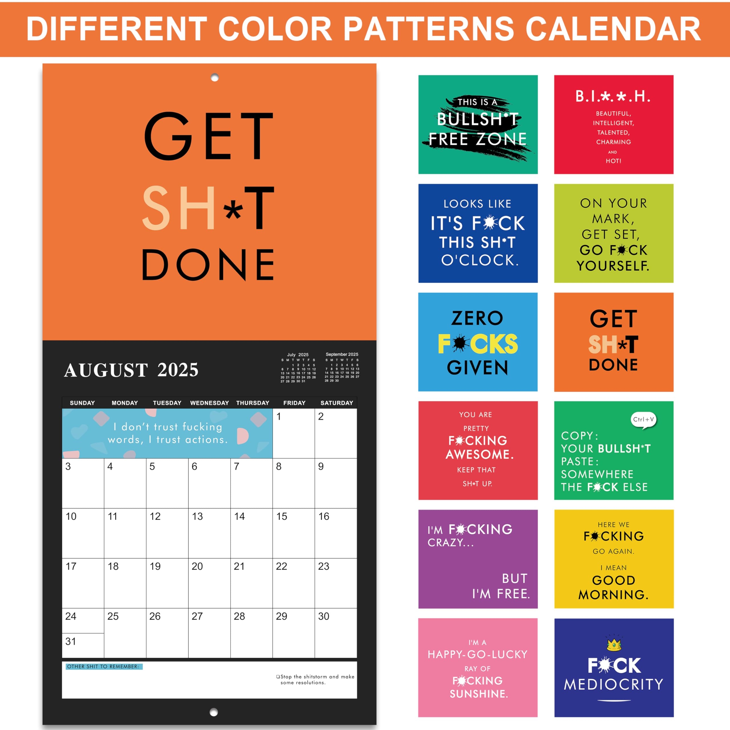 Amazon 2025 Calendar 2025 Wall Calendar Funny 12 Monthly Calendar Jan 2025 Dec 2025 12 X 12 Closed 12 X 24 Open Perfect Fun Gag Gift White Elegant Gifts With Hanging Holes Office Products