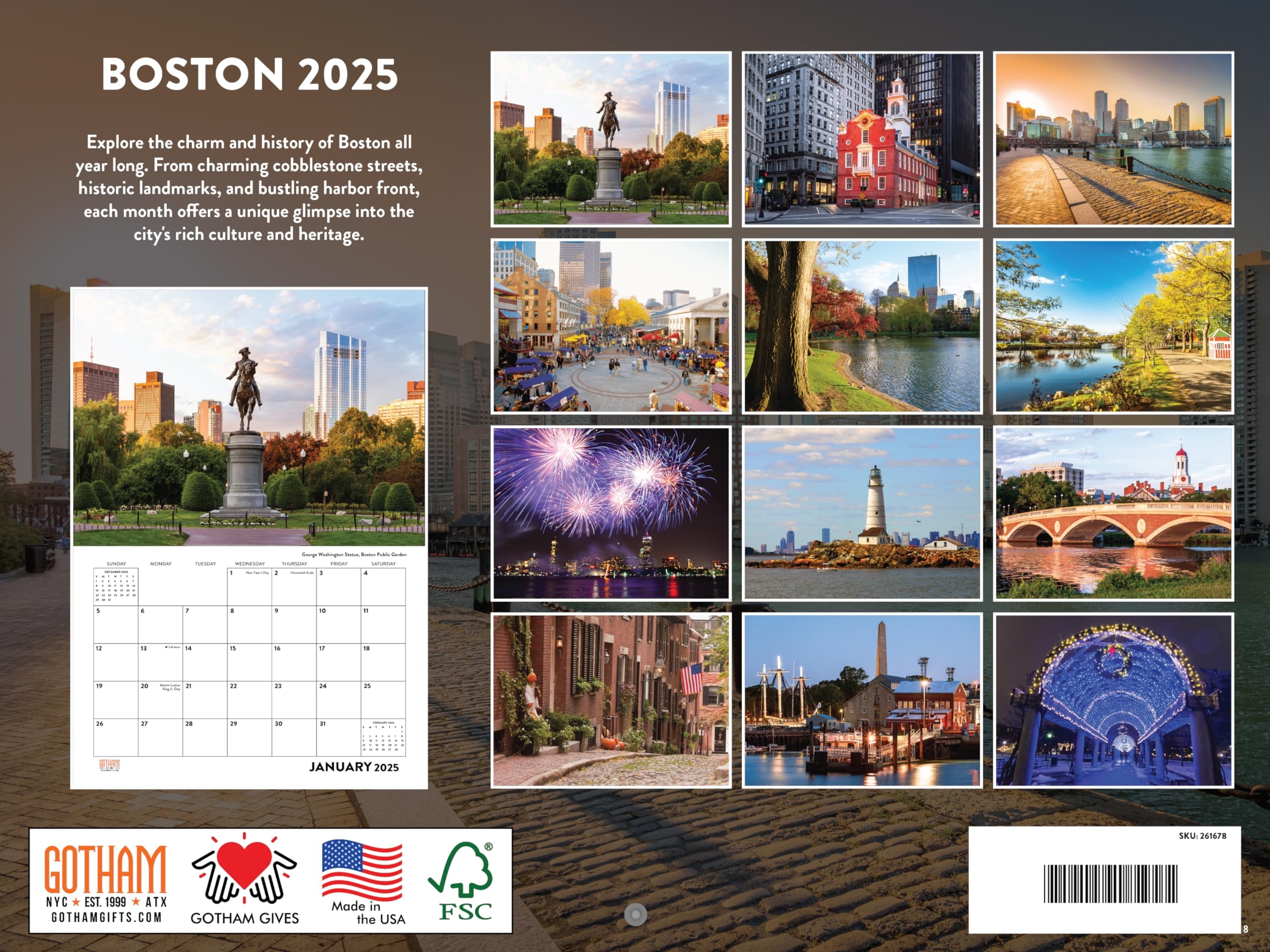 Amazon Boston Calendar 2025 Wall Monthly 12 Month American Made In The USA Office Products